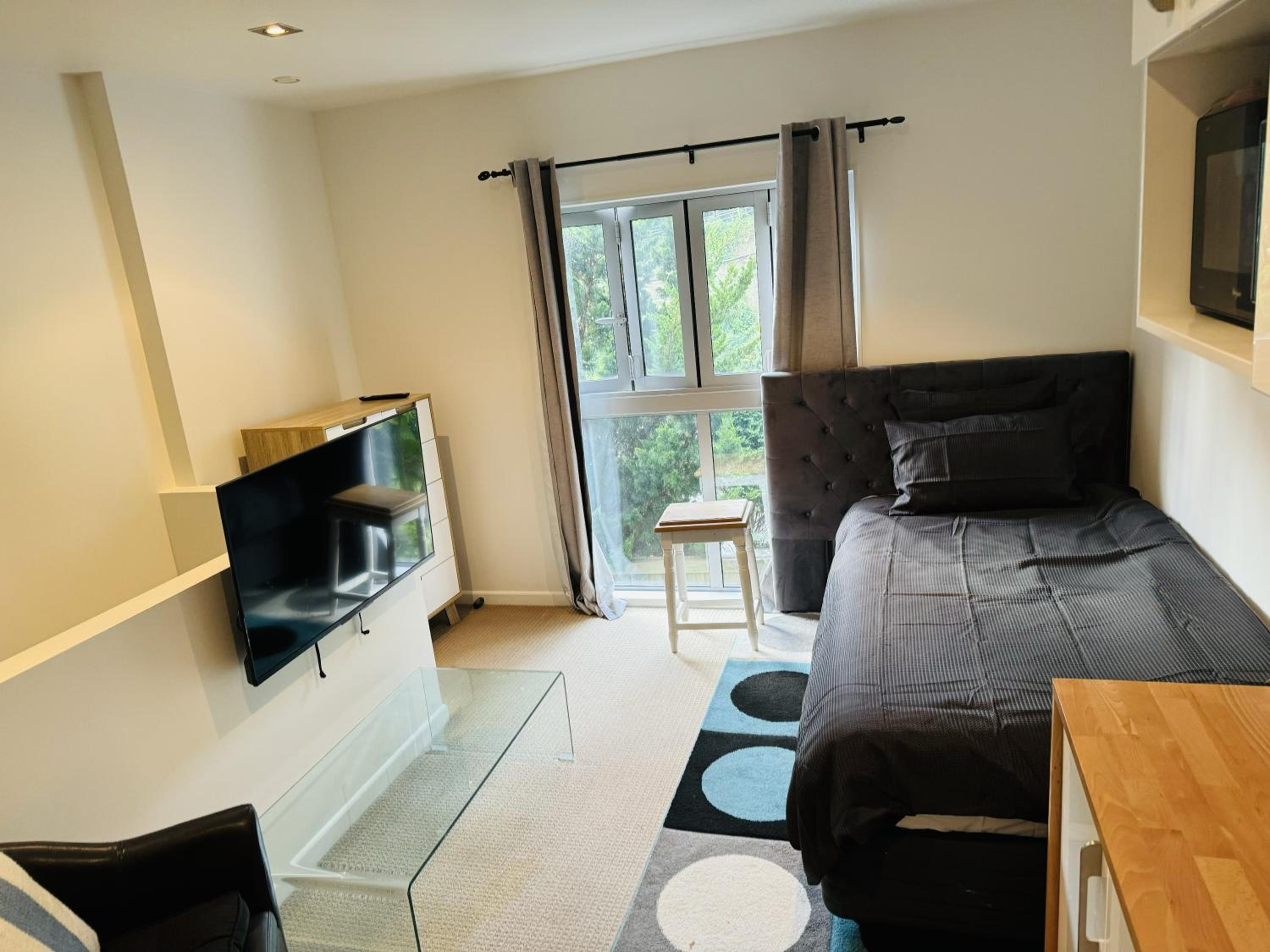 Furnished, modern studio view 2