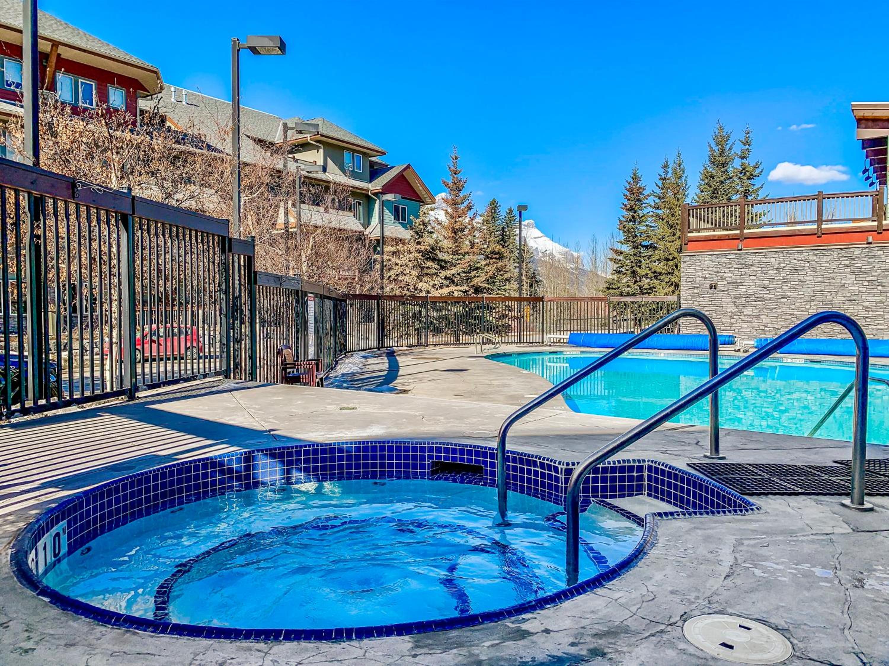 Canmore Mountain view loft apartment heated outdoor pool