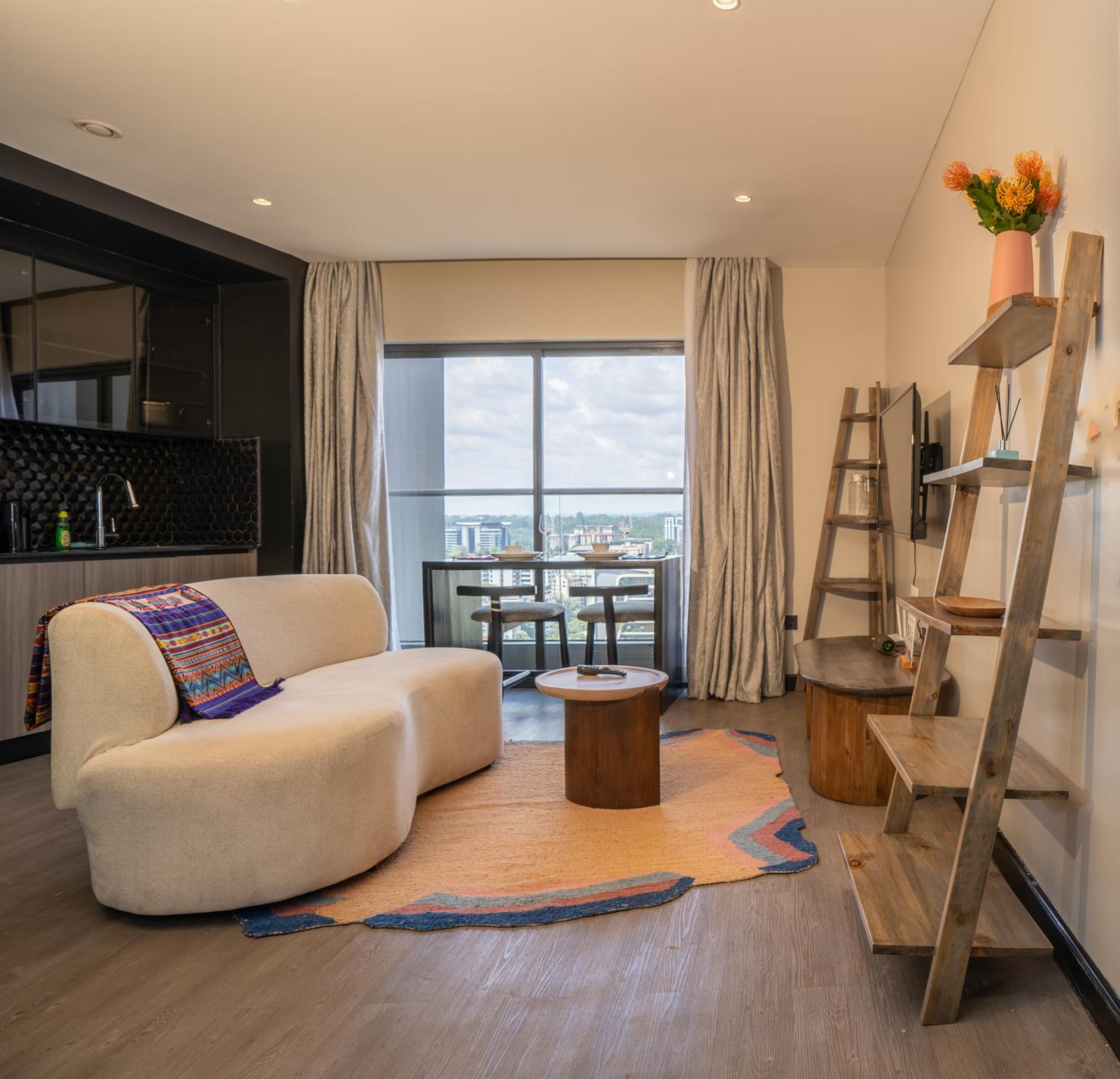 Escada Studio & 2-bedroom, Rooftop Lounge & Restaurant, Swimming Pool, Gym, Workspace, Wonderiss Properties Westlands Living view 4