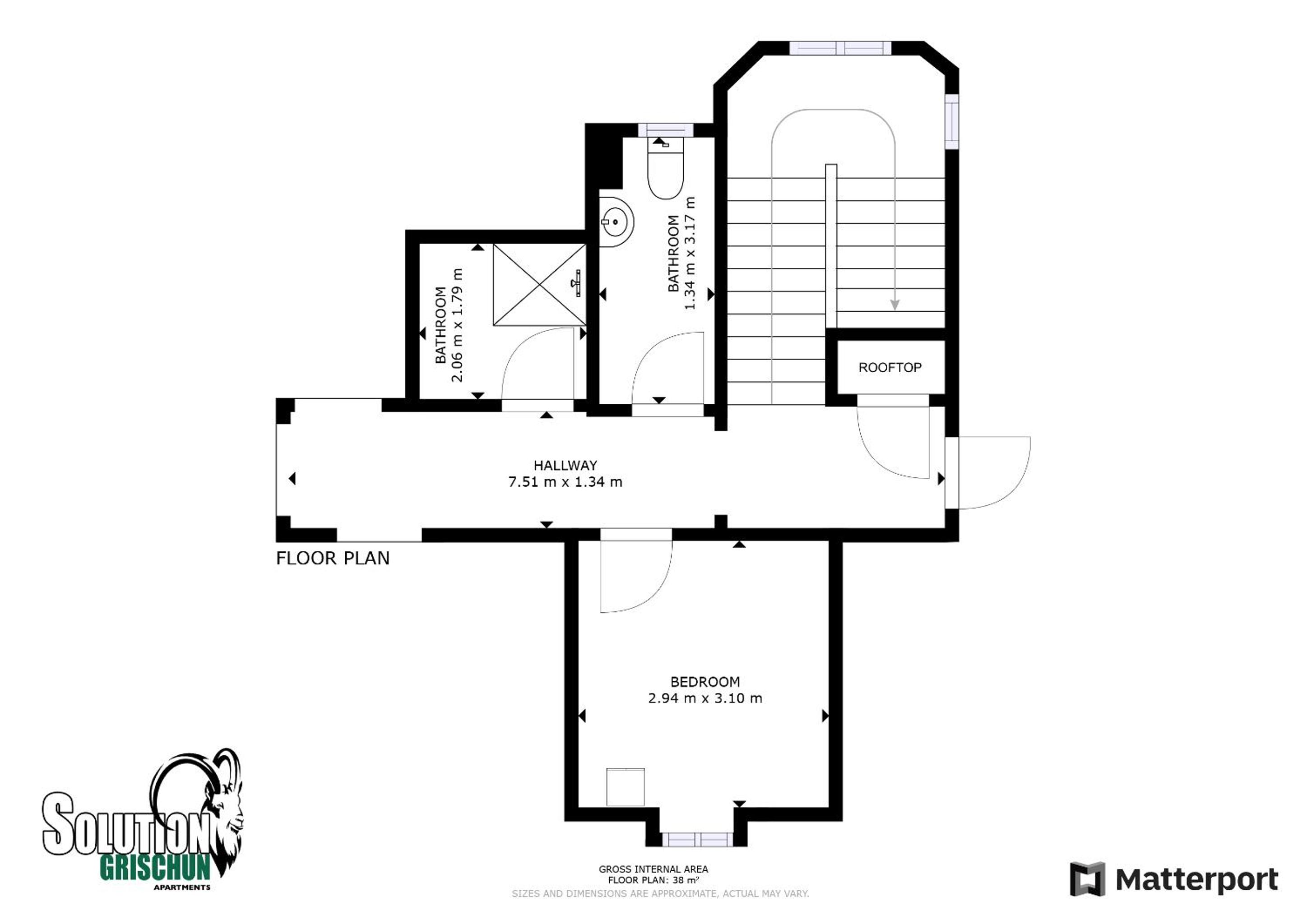 Solution-Grischun - Zentrales Dachzimmer - Kaffee&Tee - Gemeinschaftsbad - Etagenbett -Dachterrasse