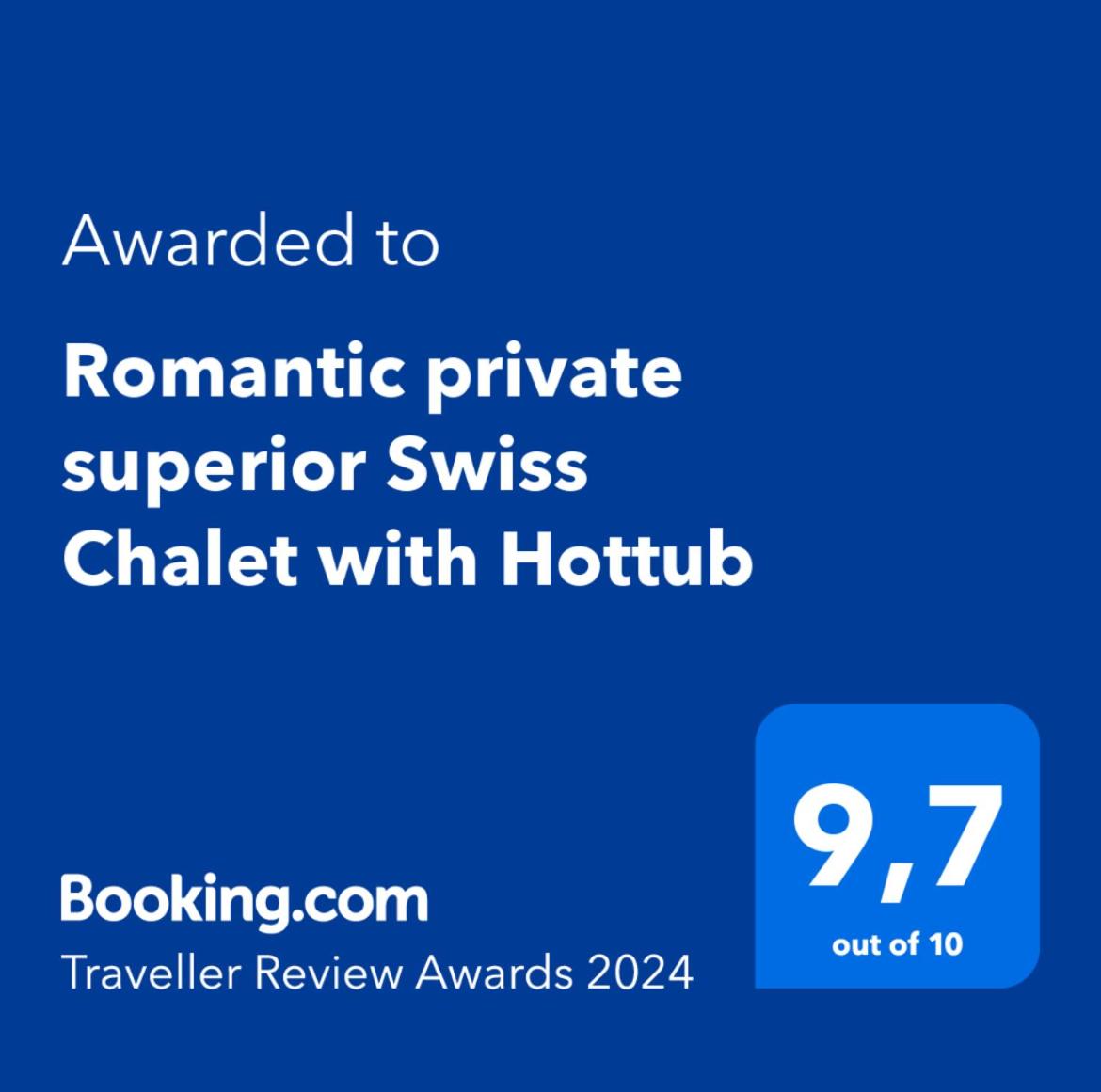 Romantic private superior Swiss Chalet with Hottub view 3