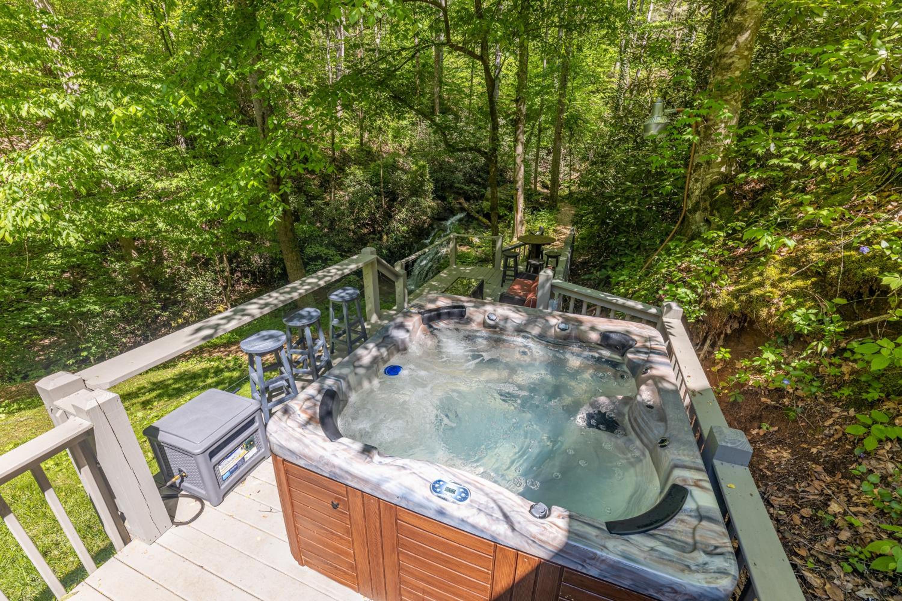 Waterfall Woods Lodge 4 br, 5 bath property including tiny house suite, private waterfallcreek! view 3