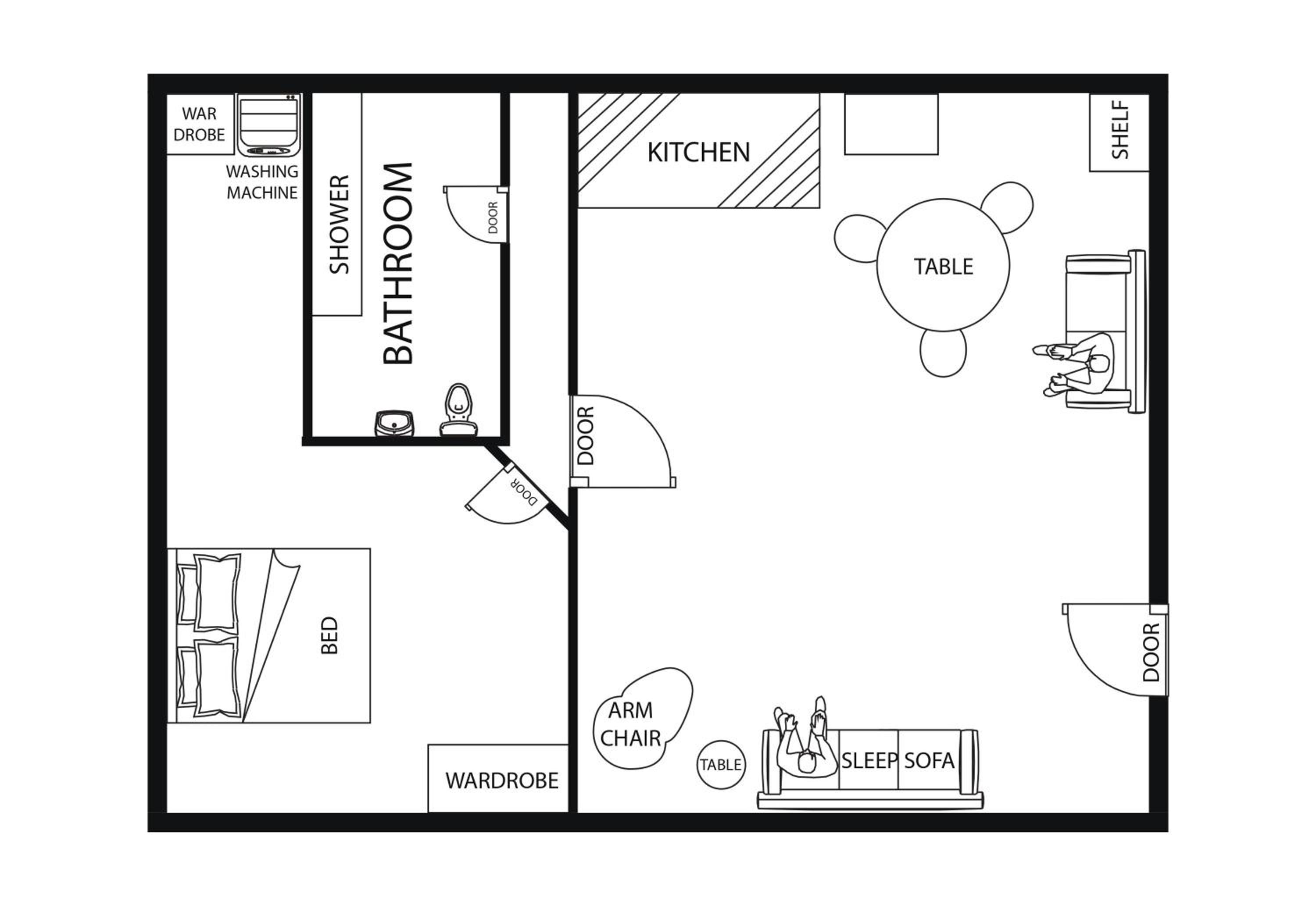 Modern, Central flat with workspace