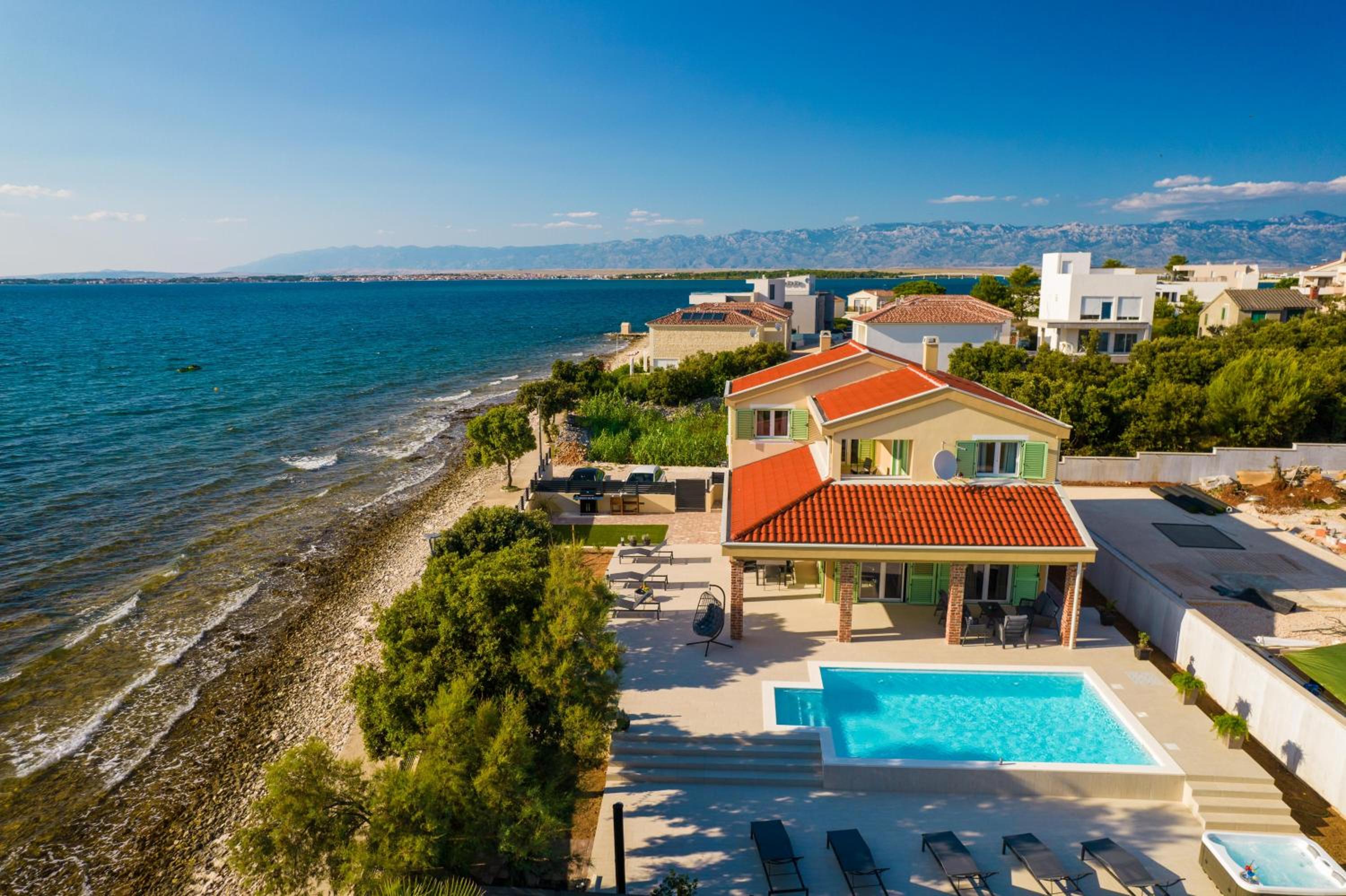 Beach front villa with heated pool, jacuzzi, fantastic view, the sound of the waves - by Traveler tourist agency Krk ID 2404 view 2