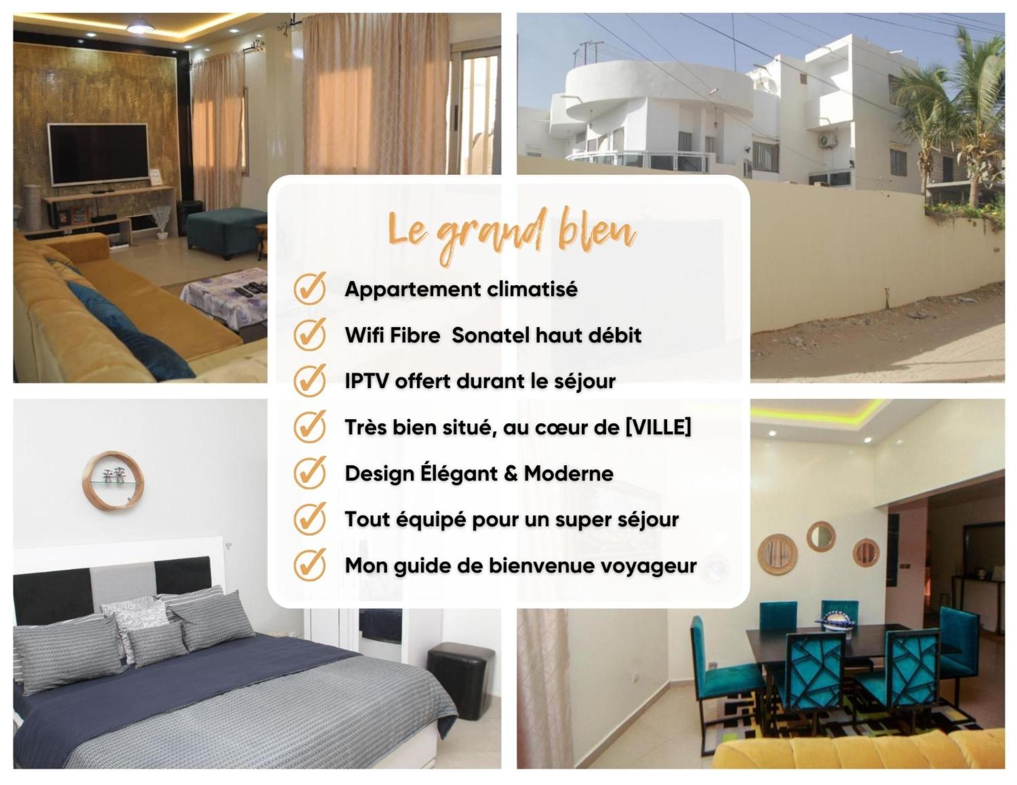 Le "Grand Bleu", un bel appartement paisible, sûr et spatieux au cœur de la station balnéaire de Saly Portudal