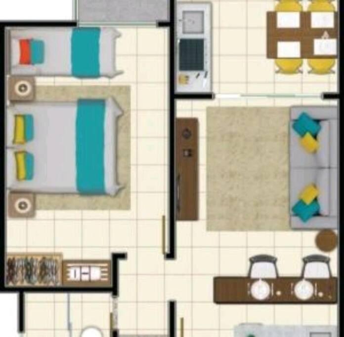 Flat encantador com piscinas aquecidas, academia e playground