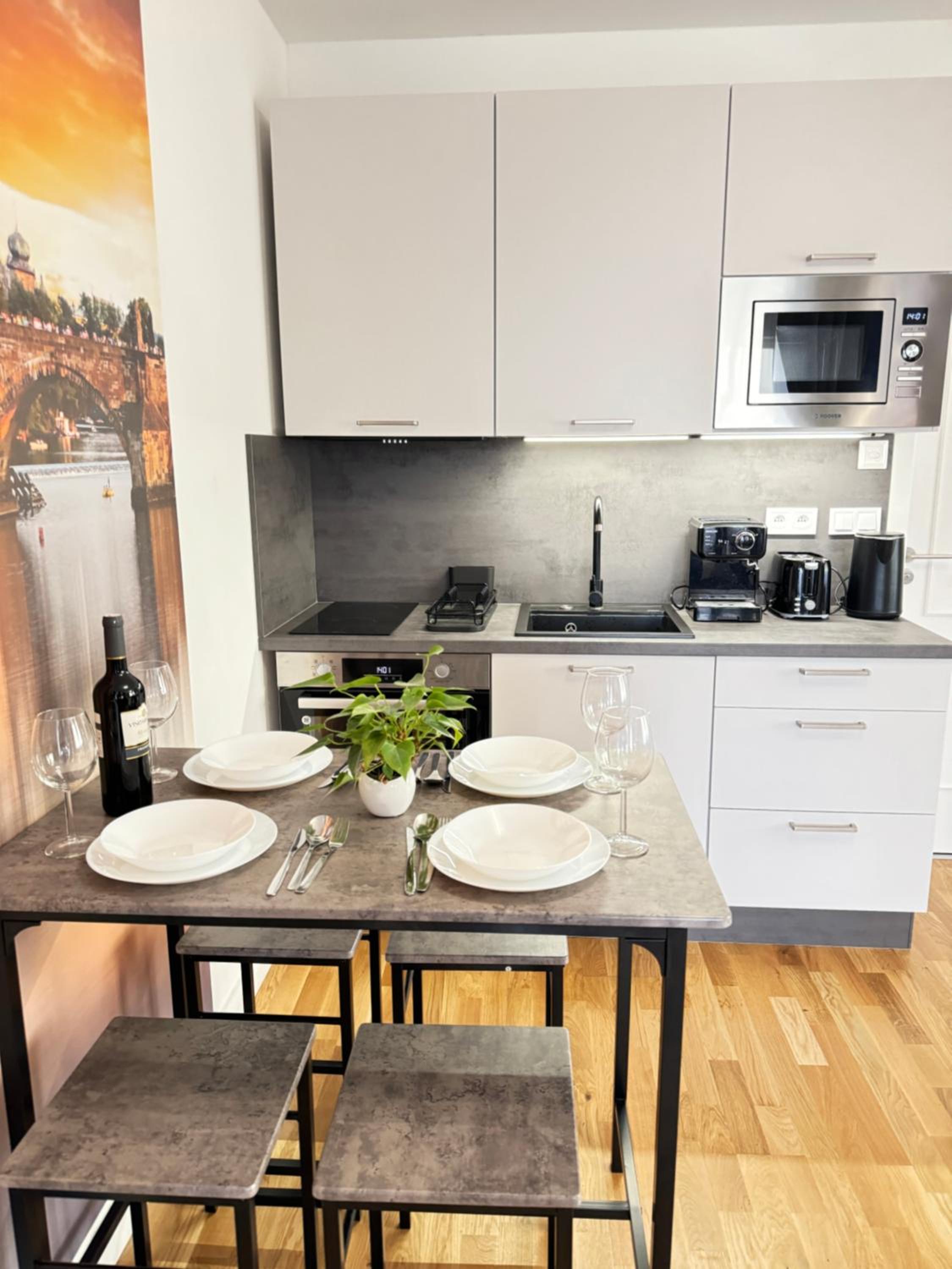 New modern-style apartment with balcony in the Prague 2