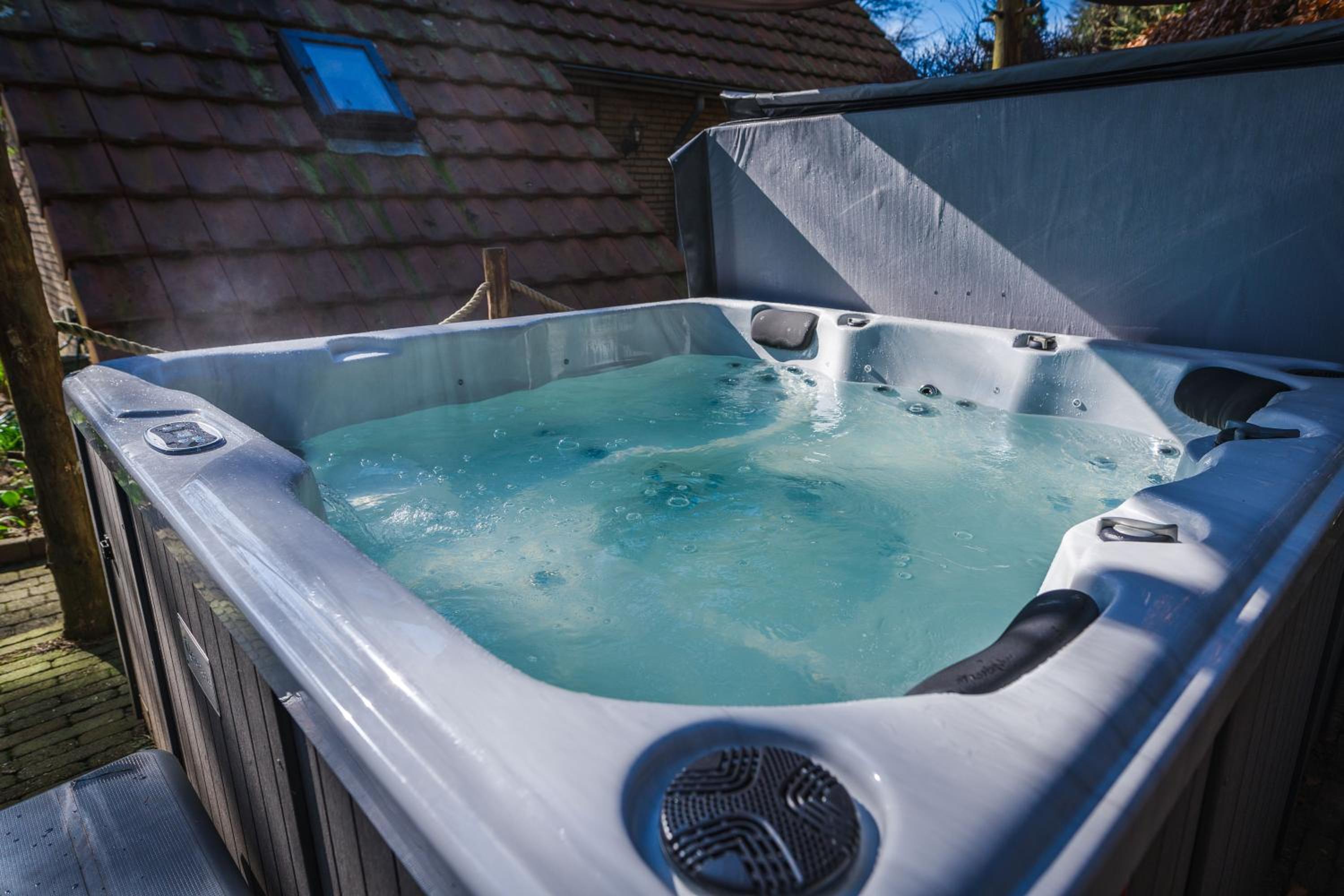 Wellnesshuis met jacuzzi en sauna in het bos view 3