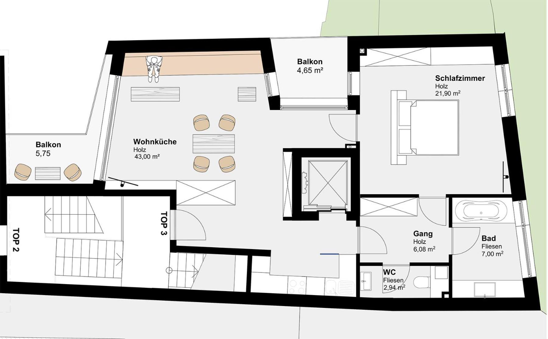 Haus Fünf mit 2 Apartments und Studio-Loft mit Terrasse