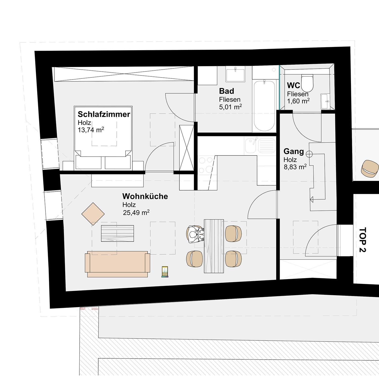 Haus Fünf mit 2 Apartments und Studio-Loft mit Terrasse