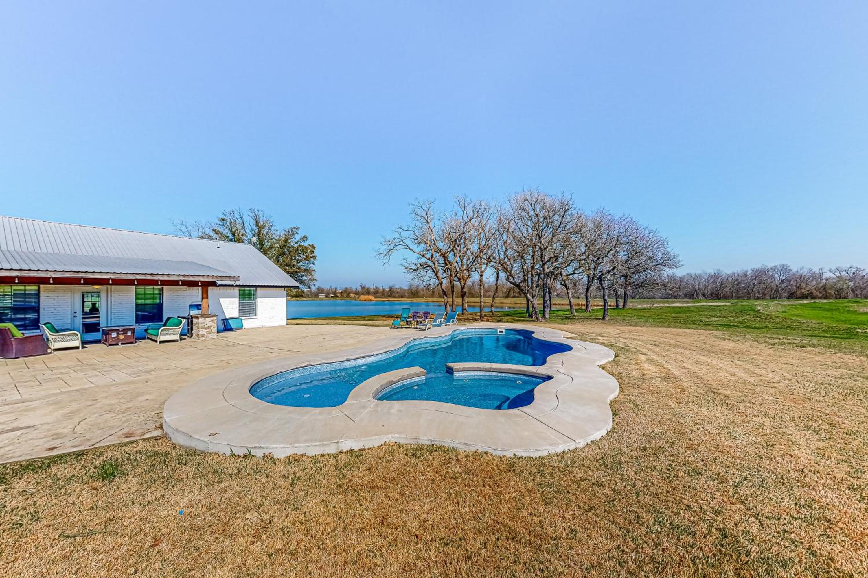 Dog-Friendly Cameron Home with Pond and Poolside Patio