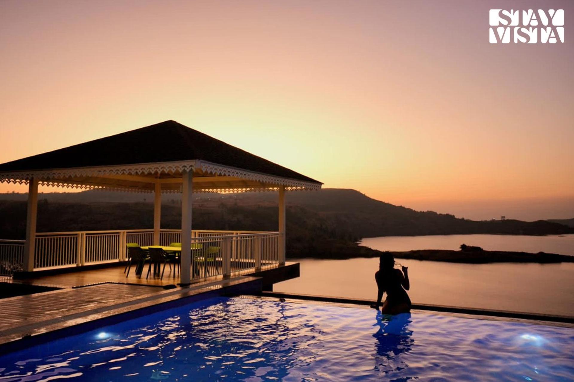 StayVista's The Aquamarine Villa - Igatpuri - Lakeside Retreat with Infinity Pool & Deck, Theatre Room & Gazebo view 3