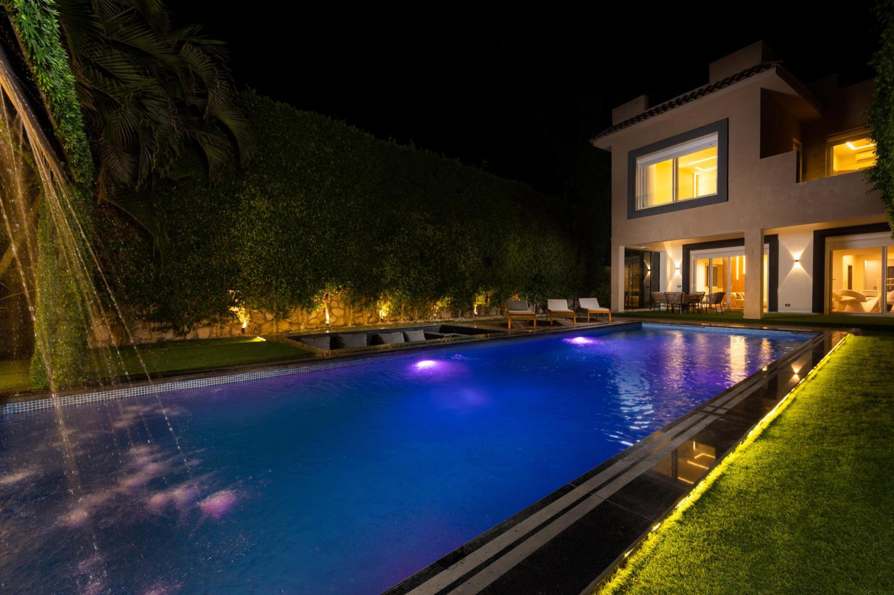 Zyra villa with pool and waterfall in New Cairo