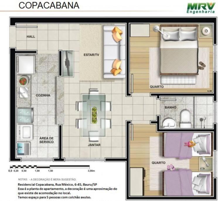 Apartamento 2Q, 5 pessoas excelente localização