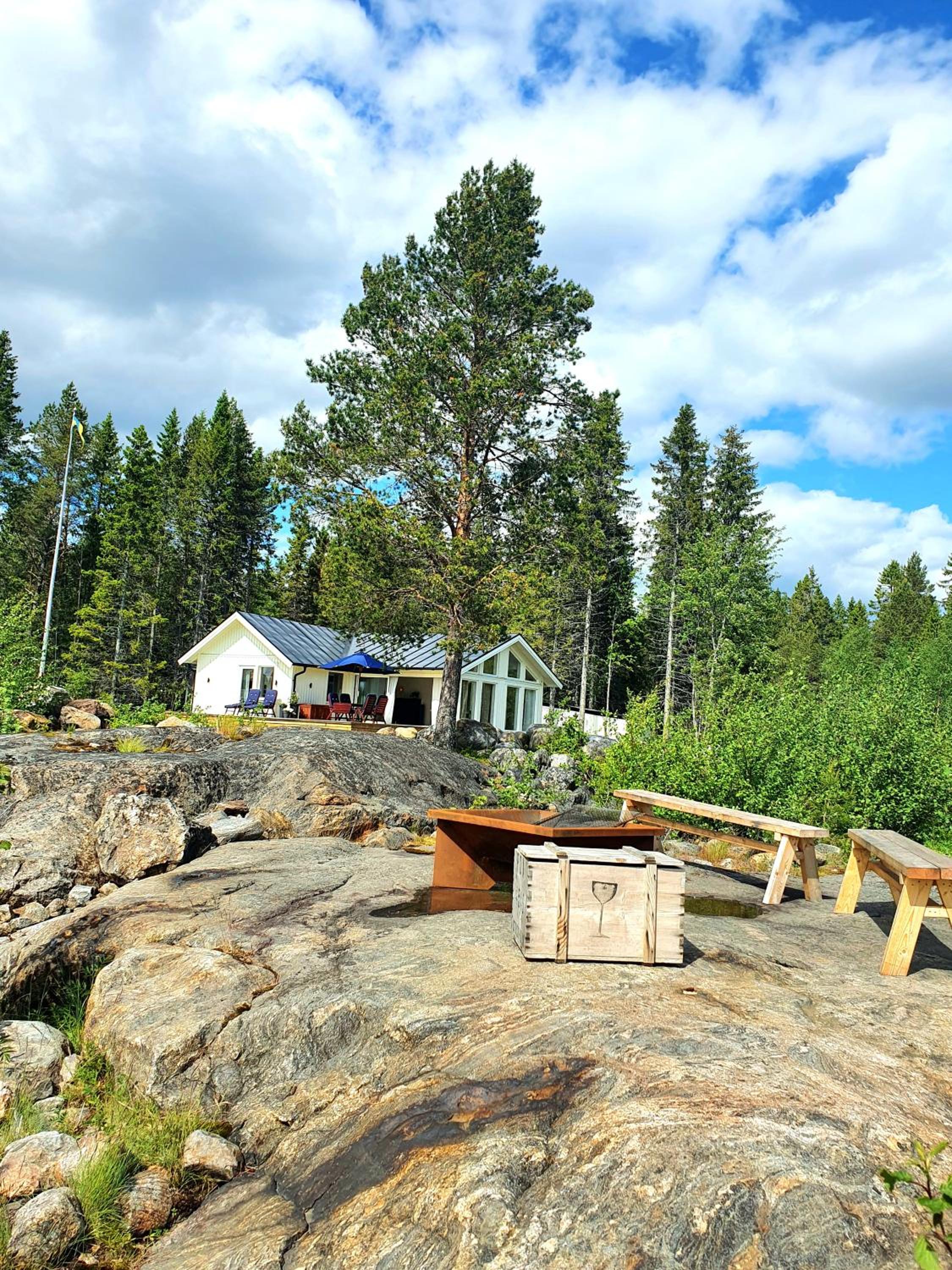 Stuga med havsutsikt
