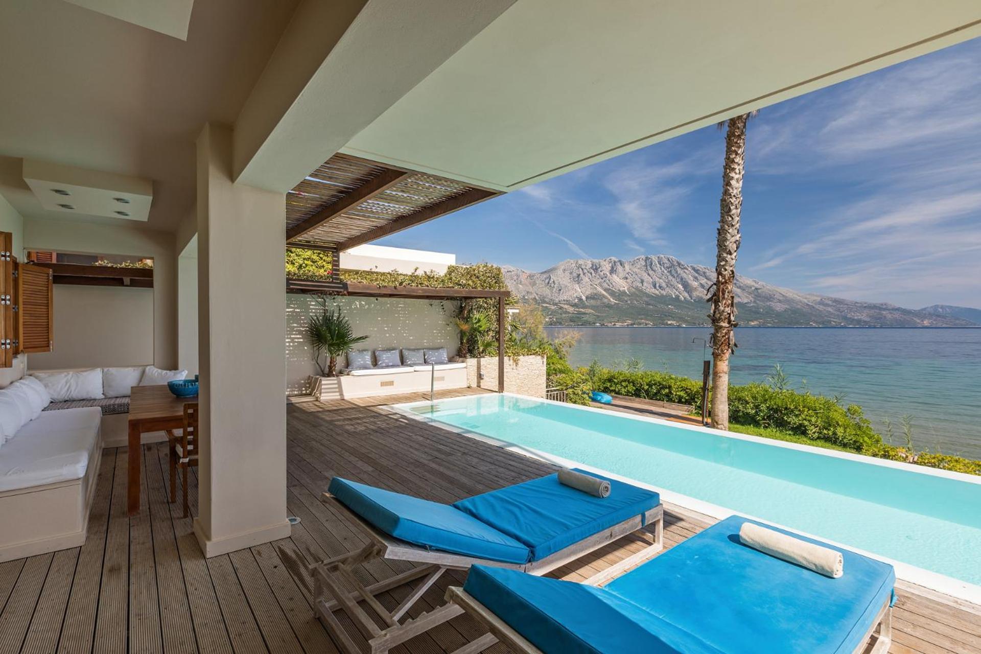 Villa Madouri 5 bed seafront villa with private pool view 4