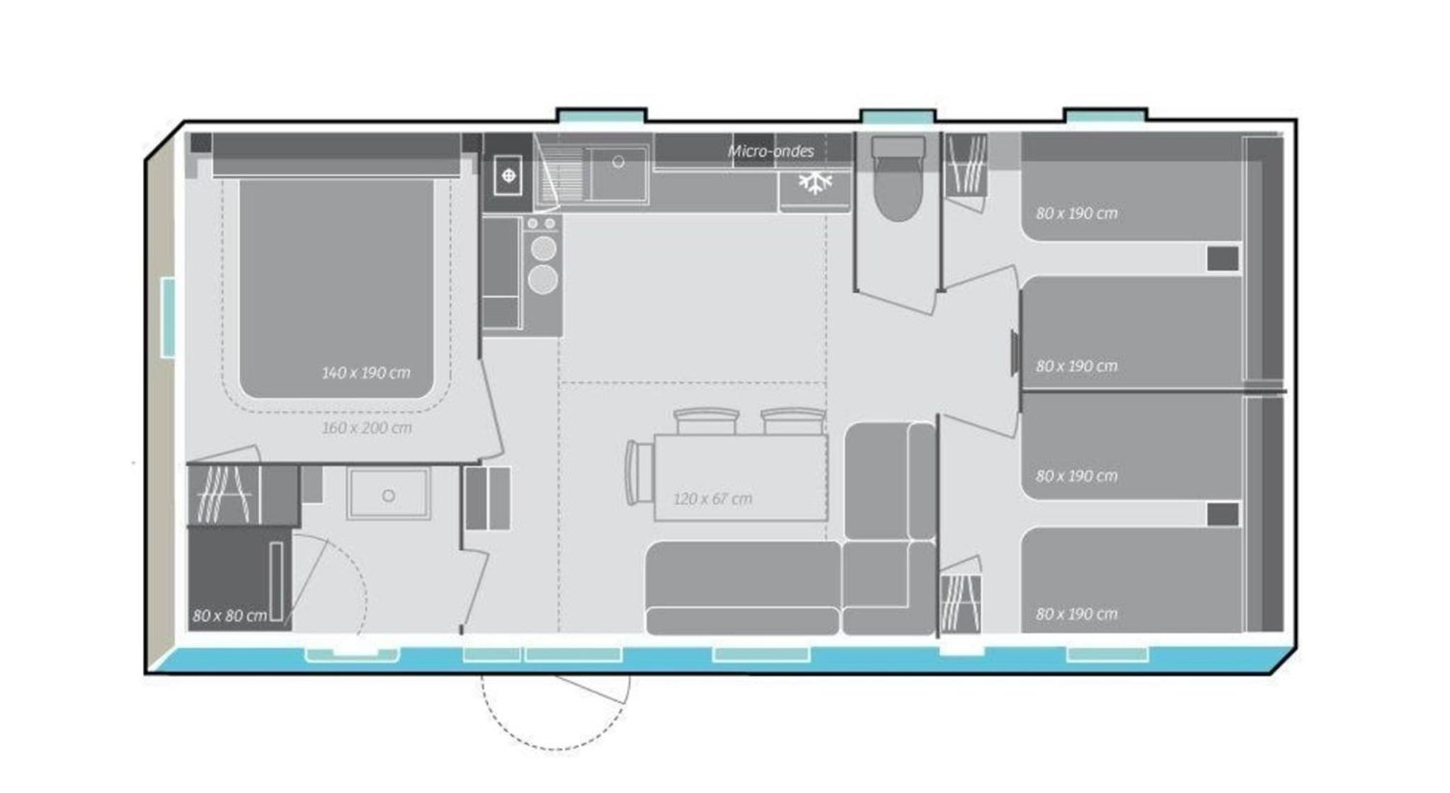 Mobilheim Model 2017 mit Fliessenterrasse für 6 Personen auf dem Campingplatz Scheldeoord in Baarland - Zeeland - Holland