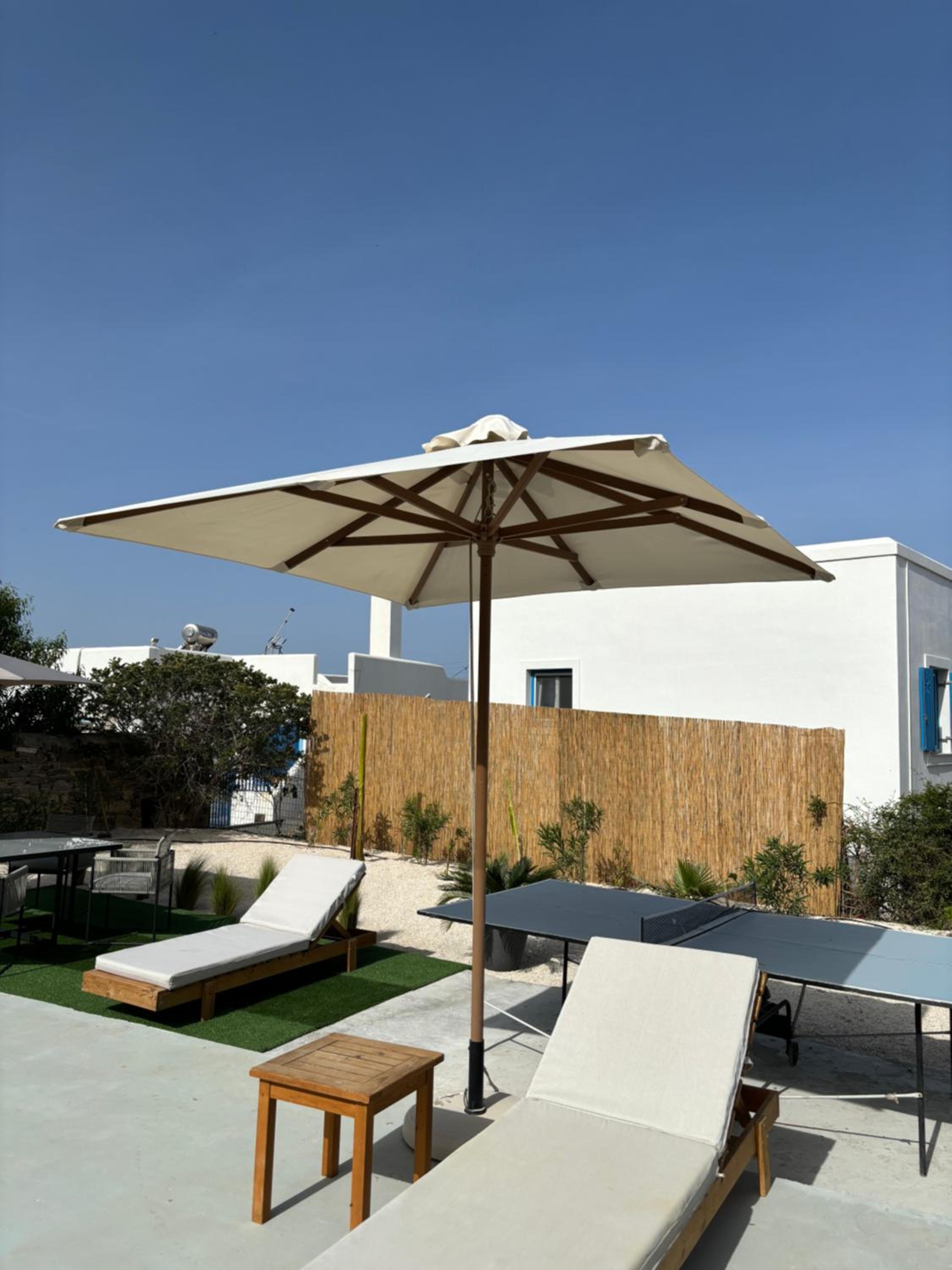 Minimal Cream Apartment Pool-front in Paros