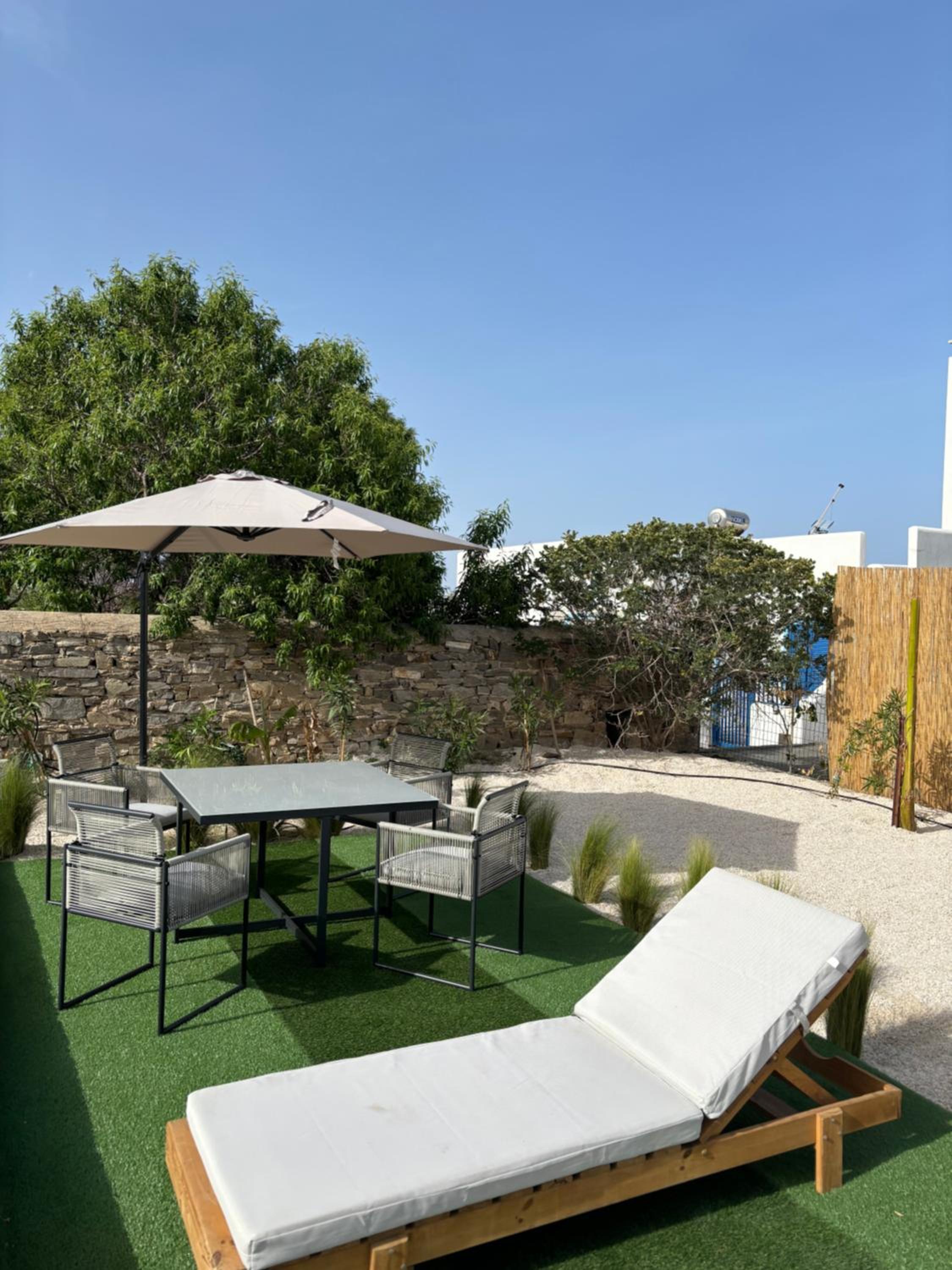 Minimal Cream Apartment Pool-front in Paros