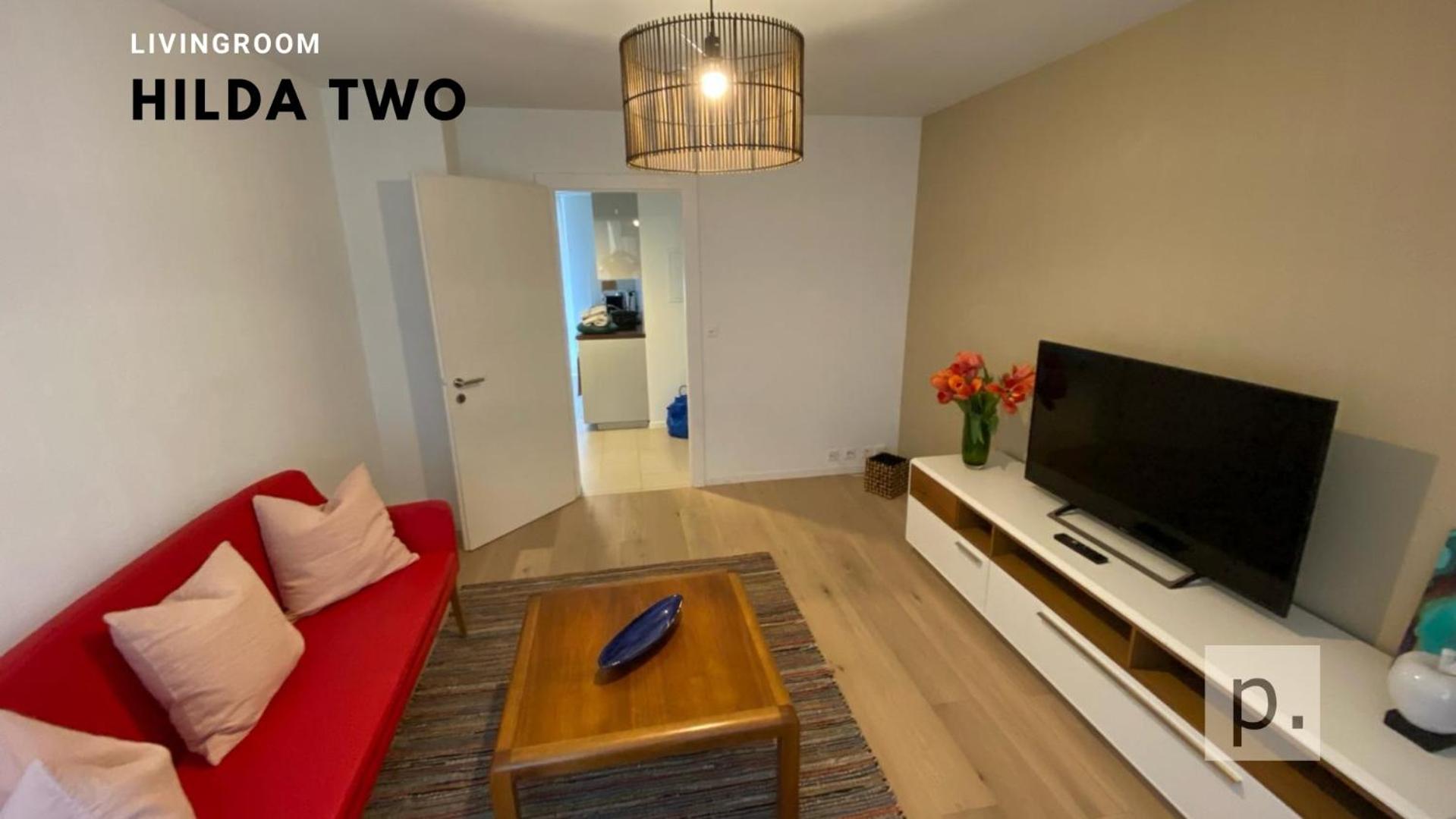 H2 with 3,5 rooms, 2BR, living room and kitchen, central and quite
