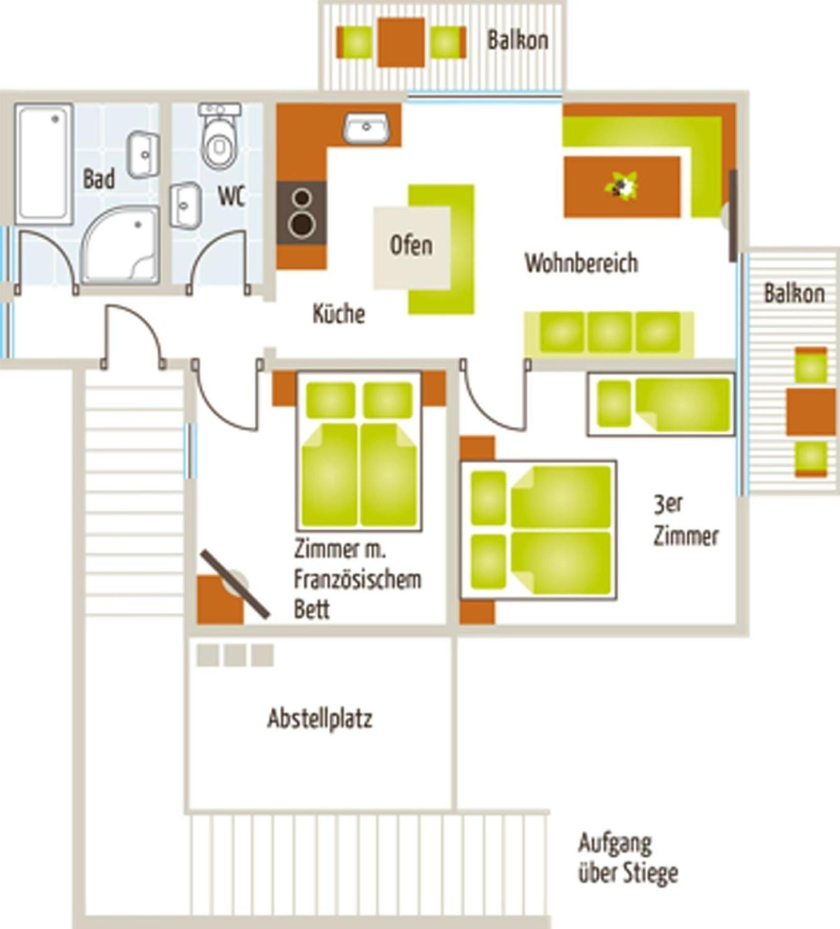 Appartement vor toller Gebirgskulisse mit Kamin