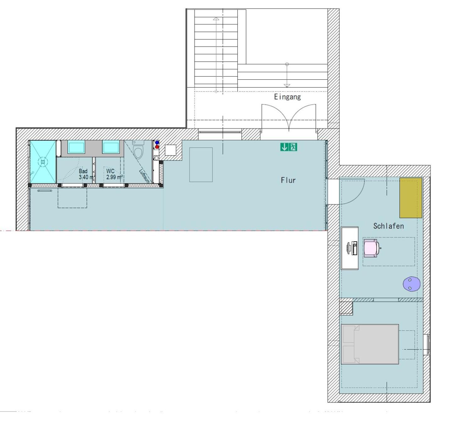 Helles Zimmer im Loft
