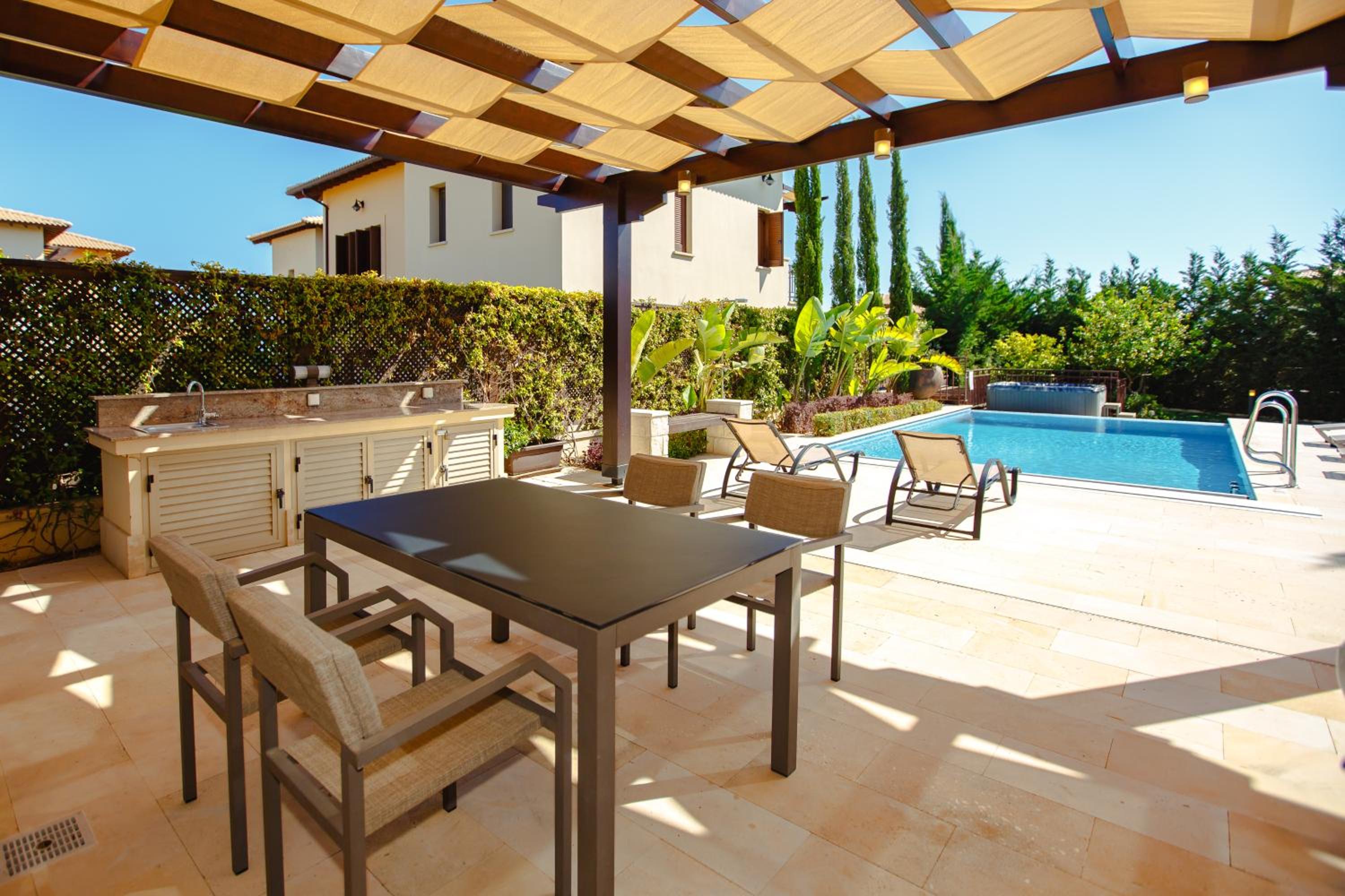 Luxury Elite Villa AJ04 complete with a private, climate controlled pool and a relaxing outdoor Jacuzzi, Aphrodite Hills Resort