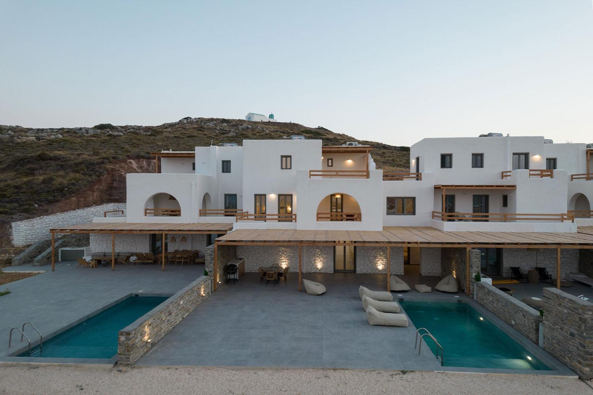 Luxury White Stone Villa Paros view 2