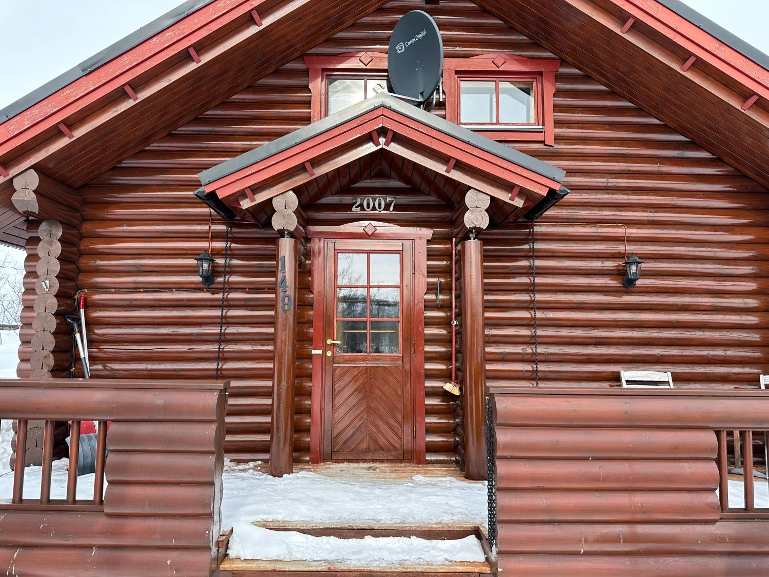 Koslig tømmerhytte
