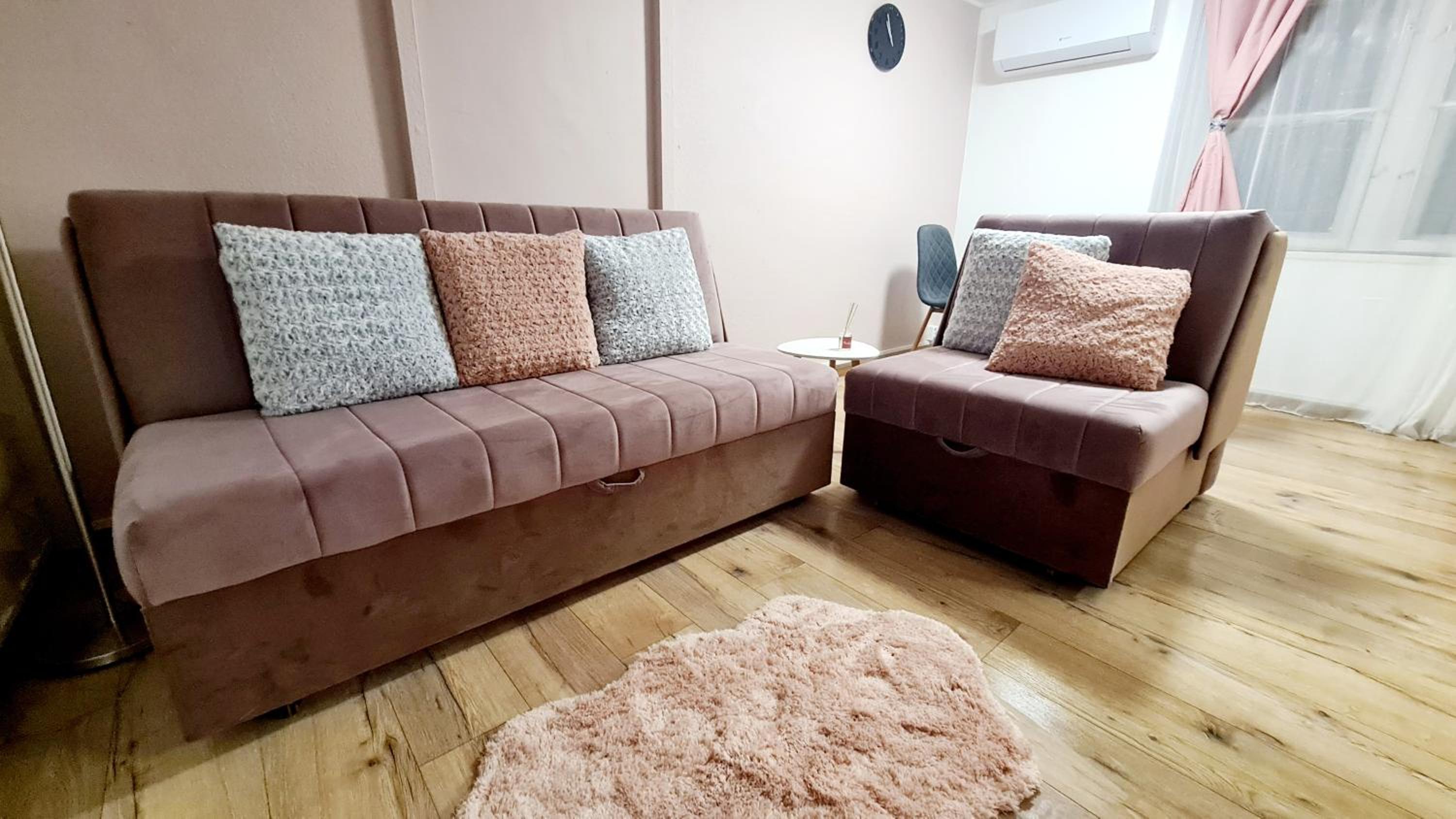 2 separate bedrooms and living room fully equipped with AC