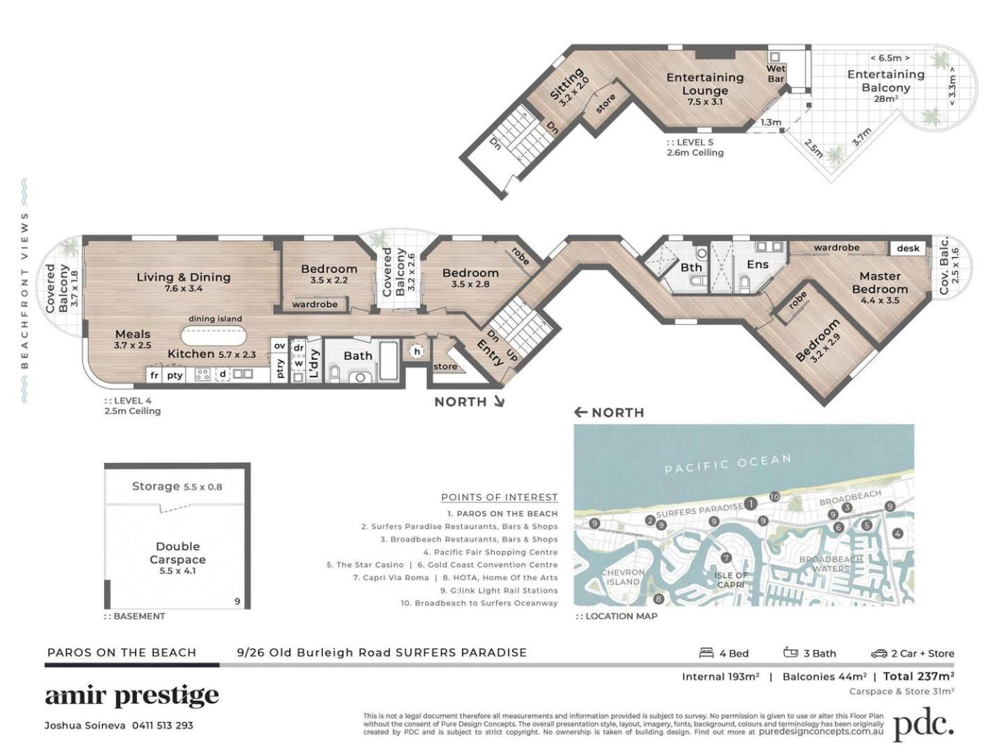 4 Bedroom Multi Level Beachfront Apartment - Q Stay