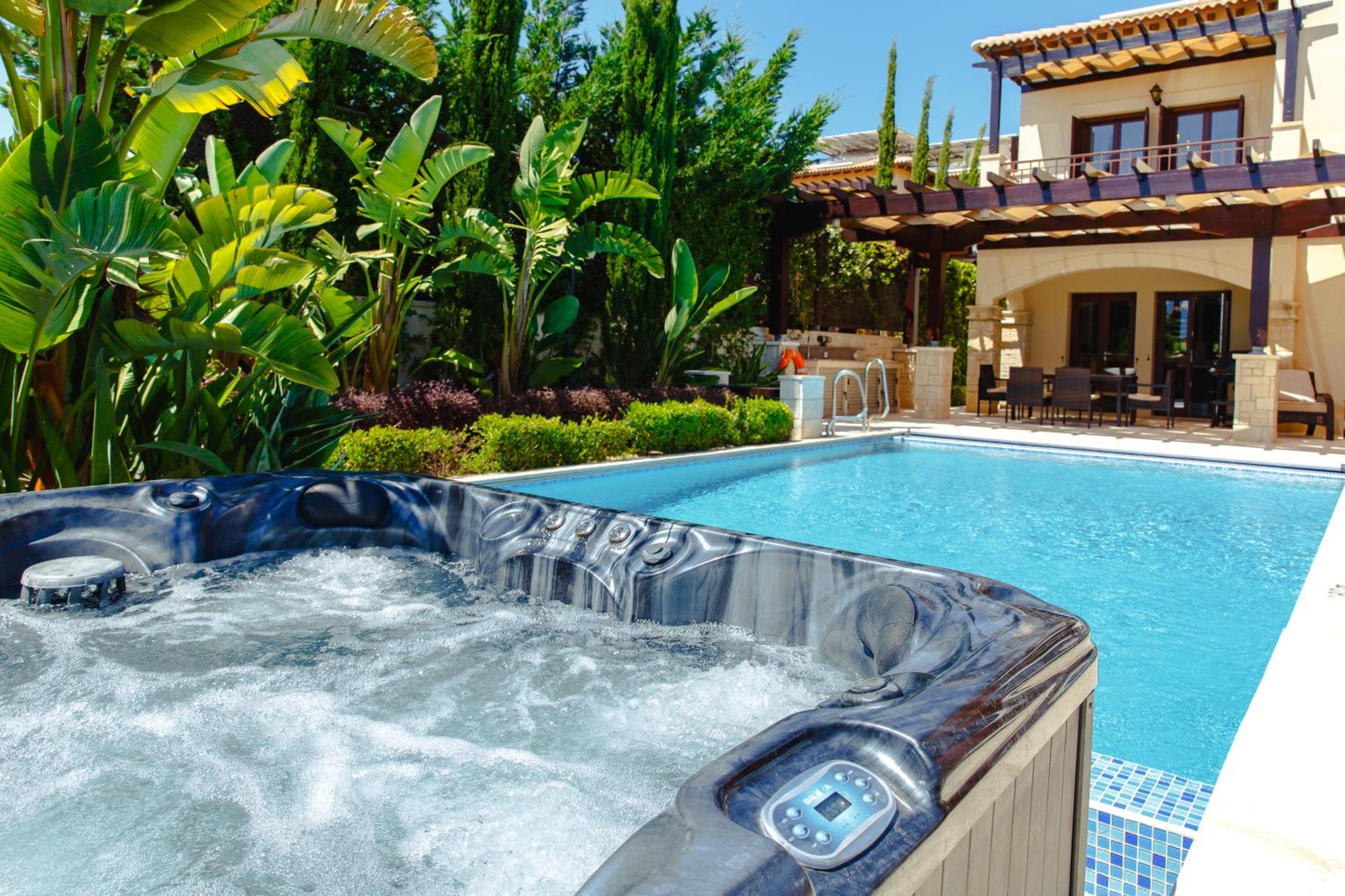 Luxury Elite Villa AJ05 complete with a private, climate controlled pool and a relaxing outdoor Jacuzzi, Aphrodite Hills Resort