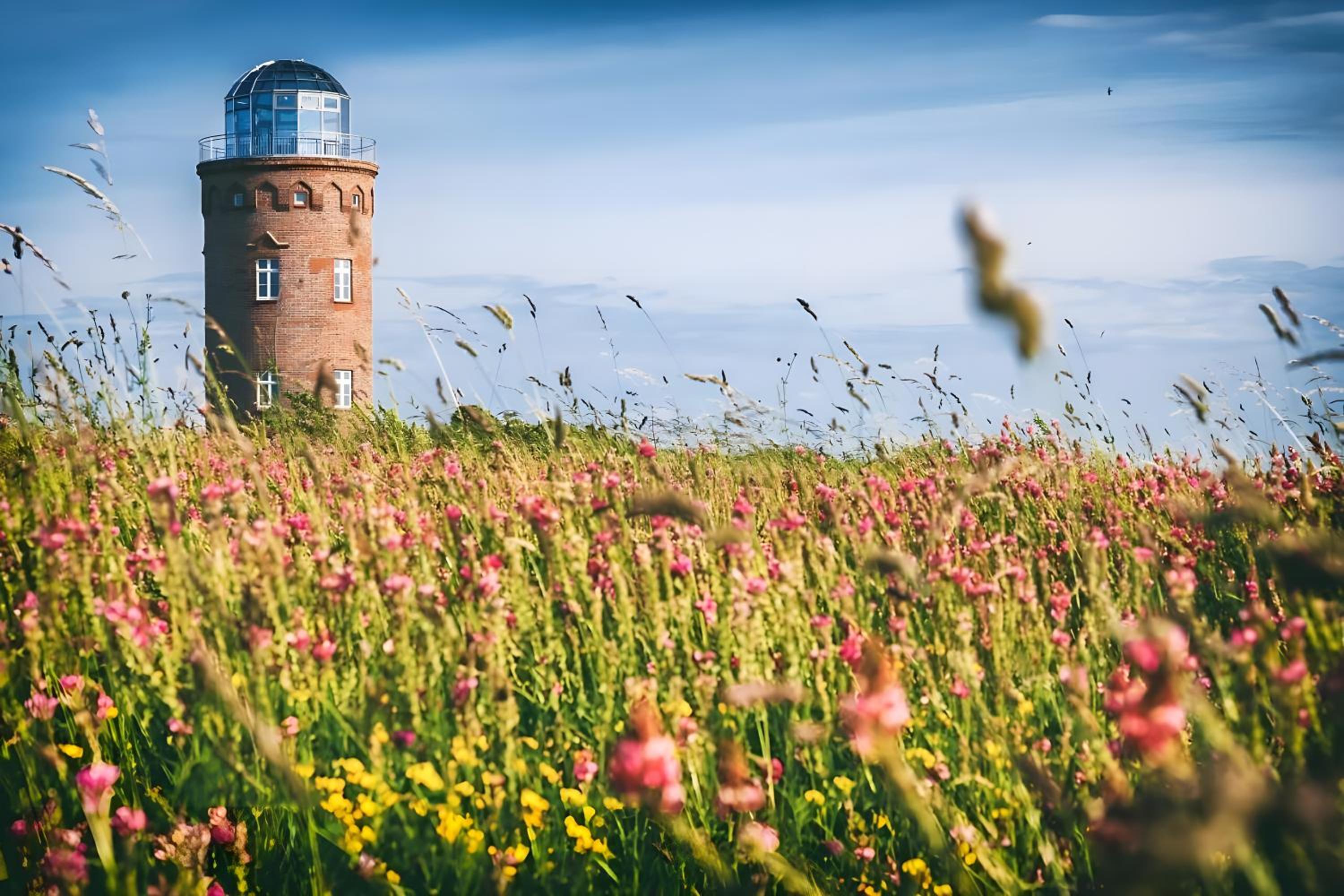 Reetdachhäuser gegenüber Hiddensee