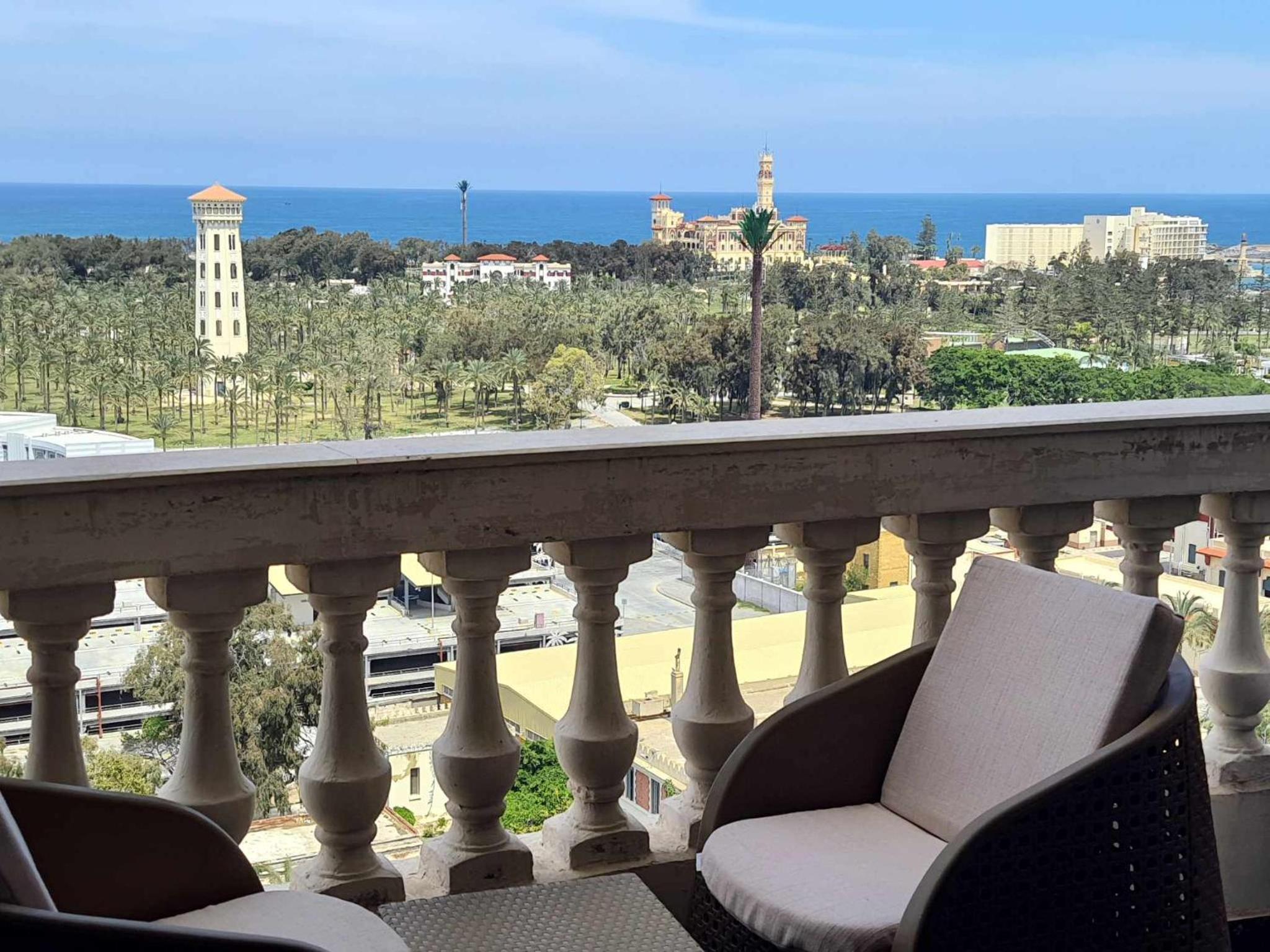 Sea and Montaza Palace view 2 bedrooms apartment alexandria,2 full bathrooms, with 2 AC and 1 Stand Fan, free wifi , available all year days with 3 heavy b view 4