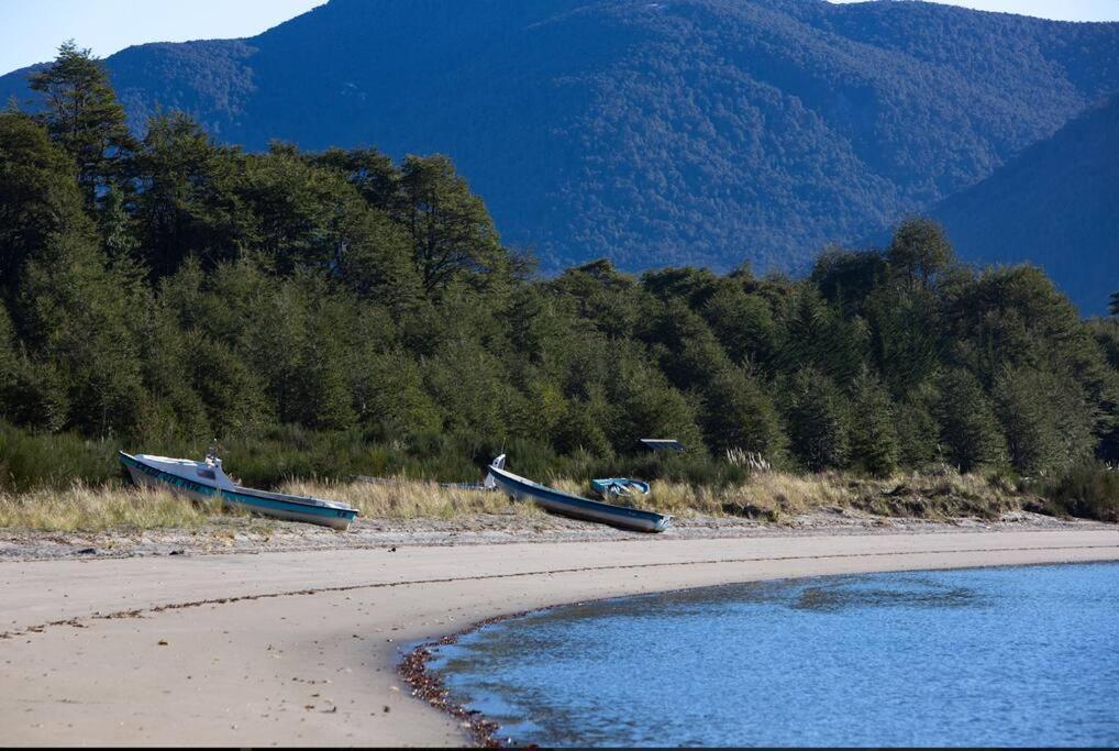 Cabaña en selva patagónica, cerca del pueblo