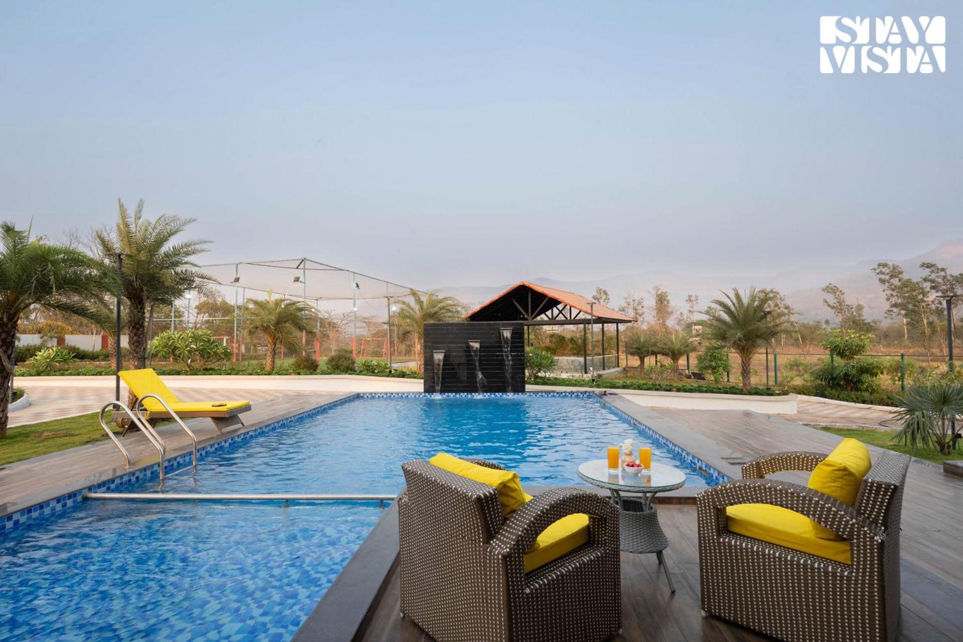 StayVista's Oasis Of Solace - Mountain-View Villa with Pool Deck, Kids Zone, Turf & Gazebo view 3