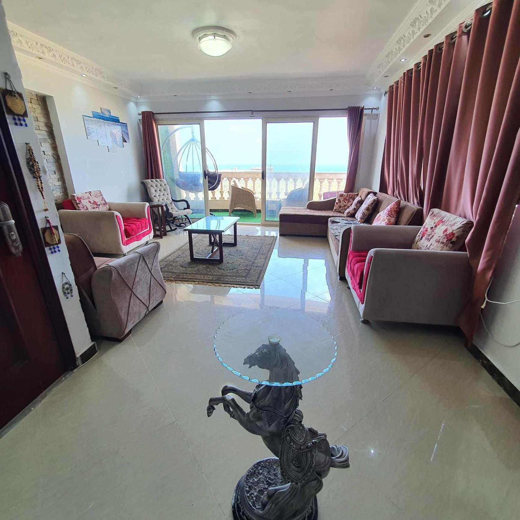 Sea and Montaza Palace view 2 bedrooms apartment alexandria,2 full bathrooms, with 2 AC and 1 Stand Fan, free wifi , available all year days with 3 heavy b view 3
