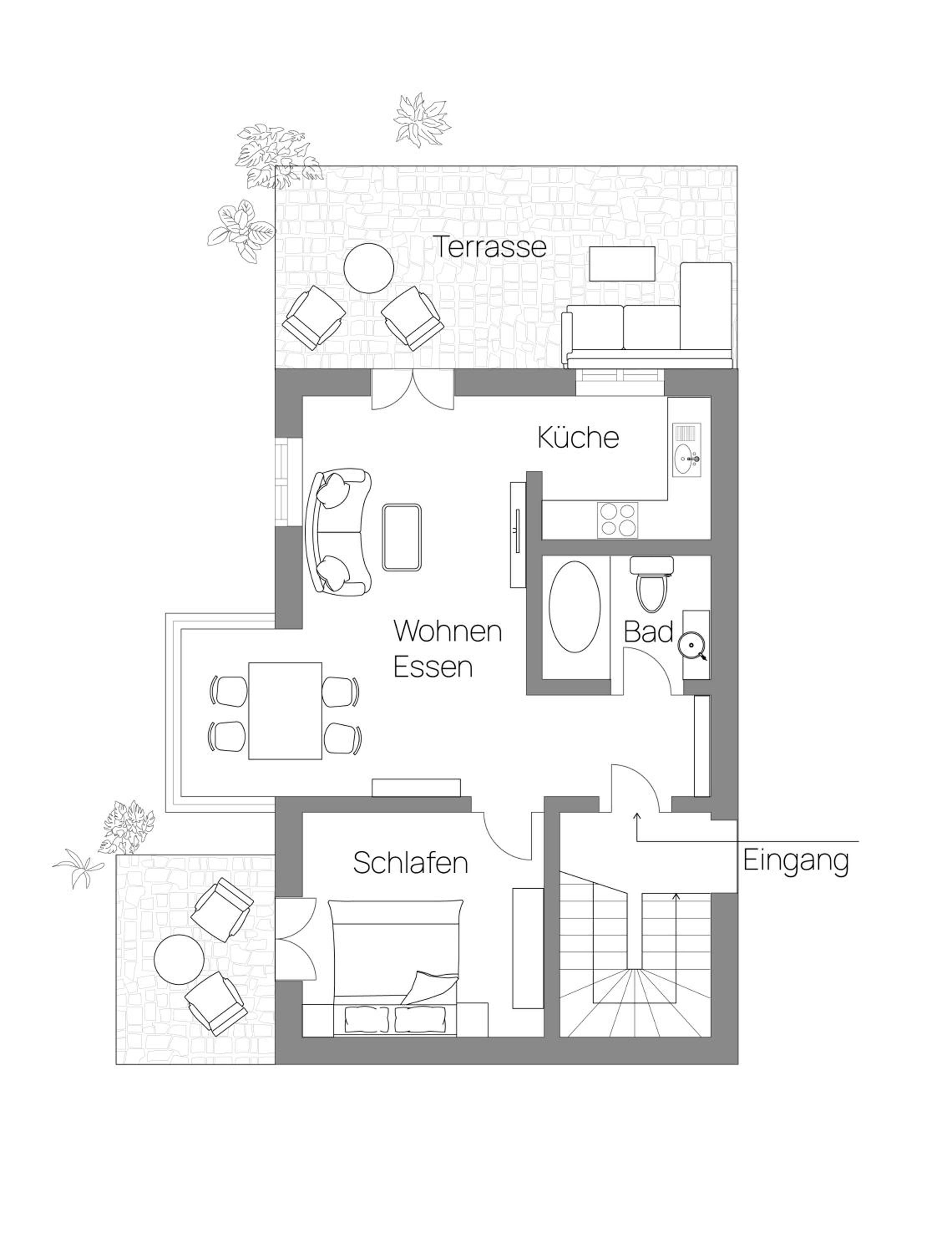 Ferienwohnung Marianne Bergpanorama für Paare 60qm