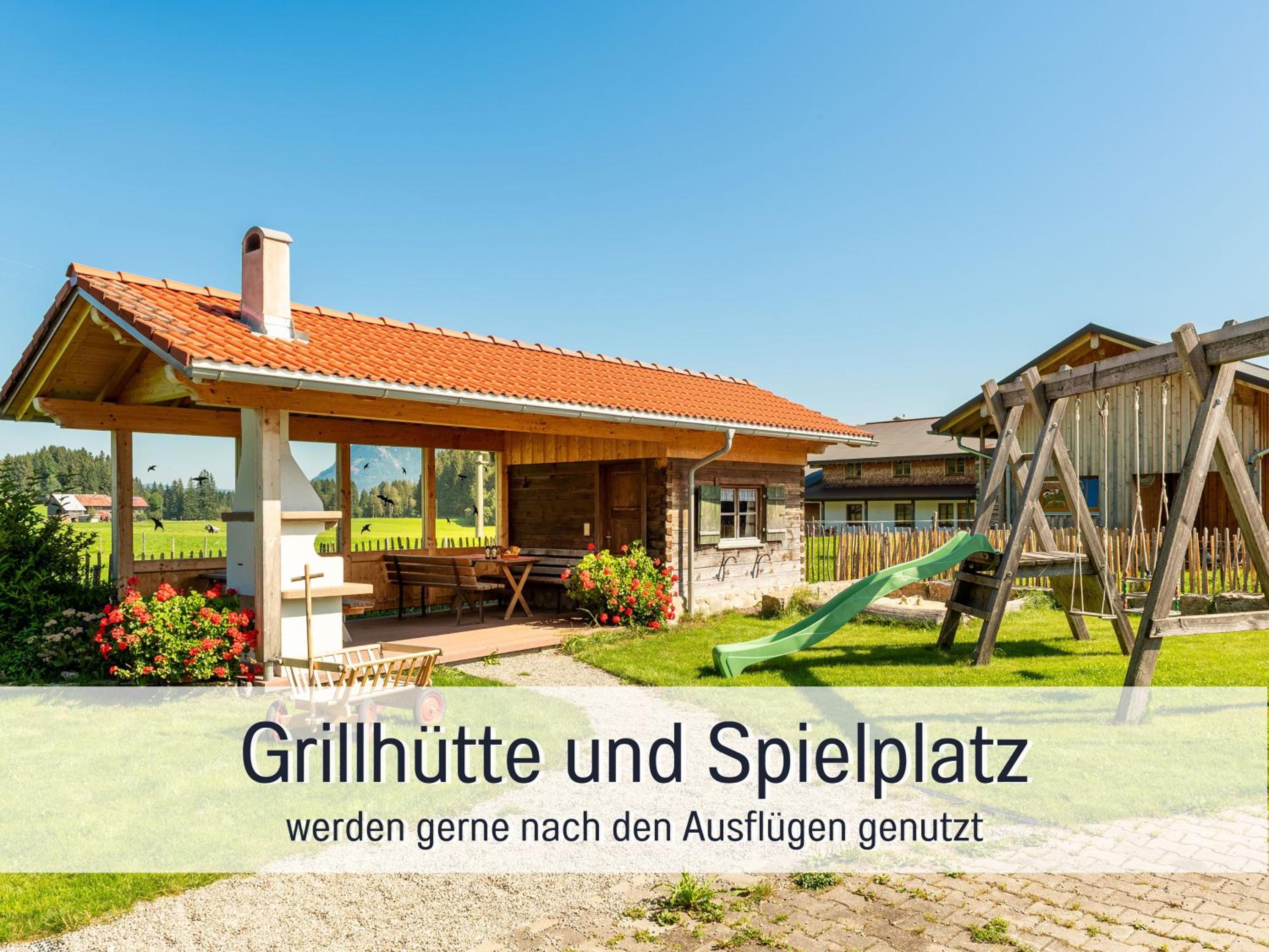 Biohof Burger, 3 sonnige Fewo, alle mit Balkon, Spielzimmer, Grillhütte, 7 km vor Oberstdorf