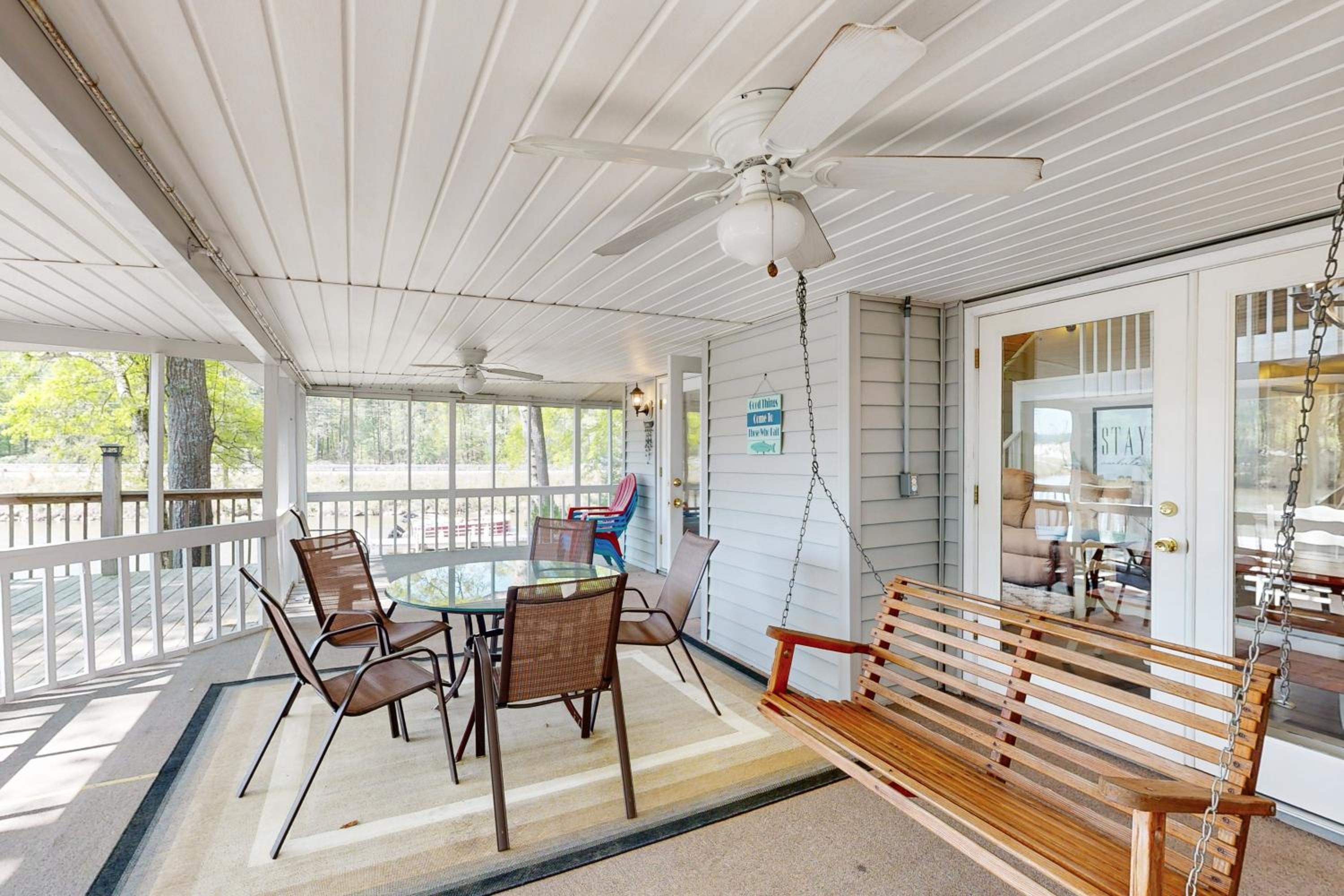 Boat Dock and Waterfront Fire Pit Lake Sinclair Gem