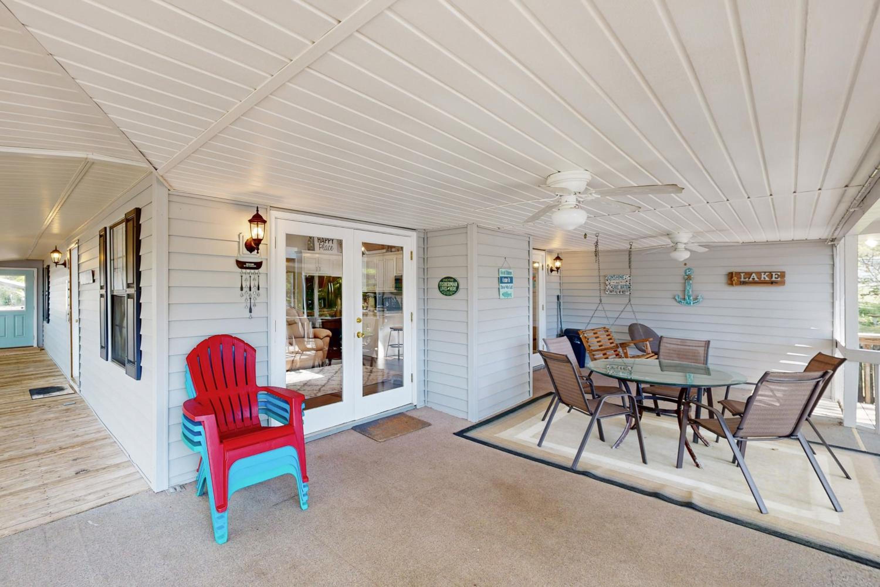 Boat Dock and Waterfront Fire Pit Lake Sinclair Gem