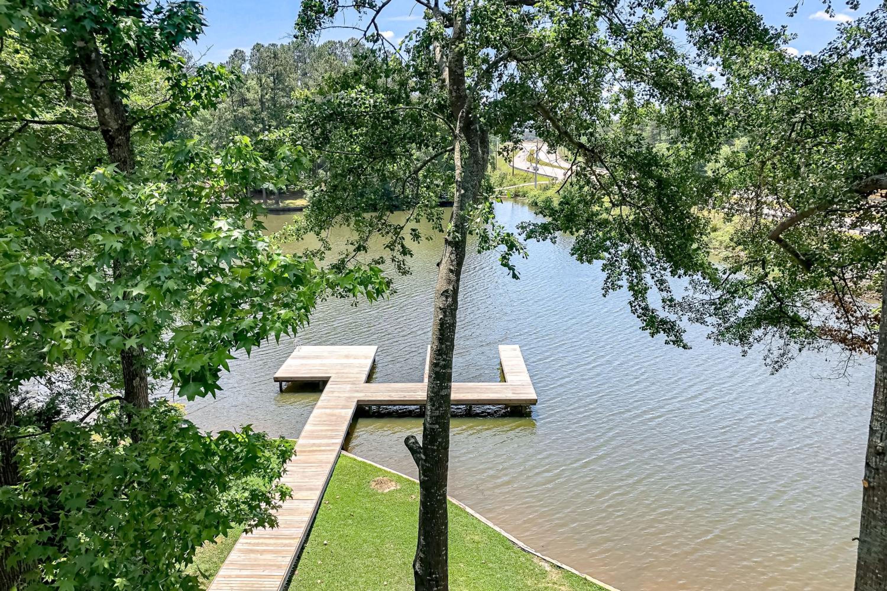 Boat Dock and Waterfront Fire Pit Lake Sinclair Gem