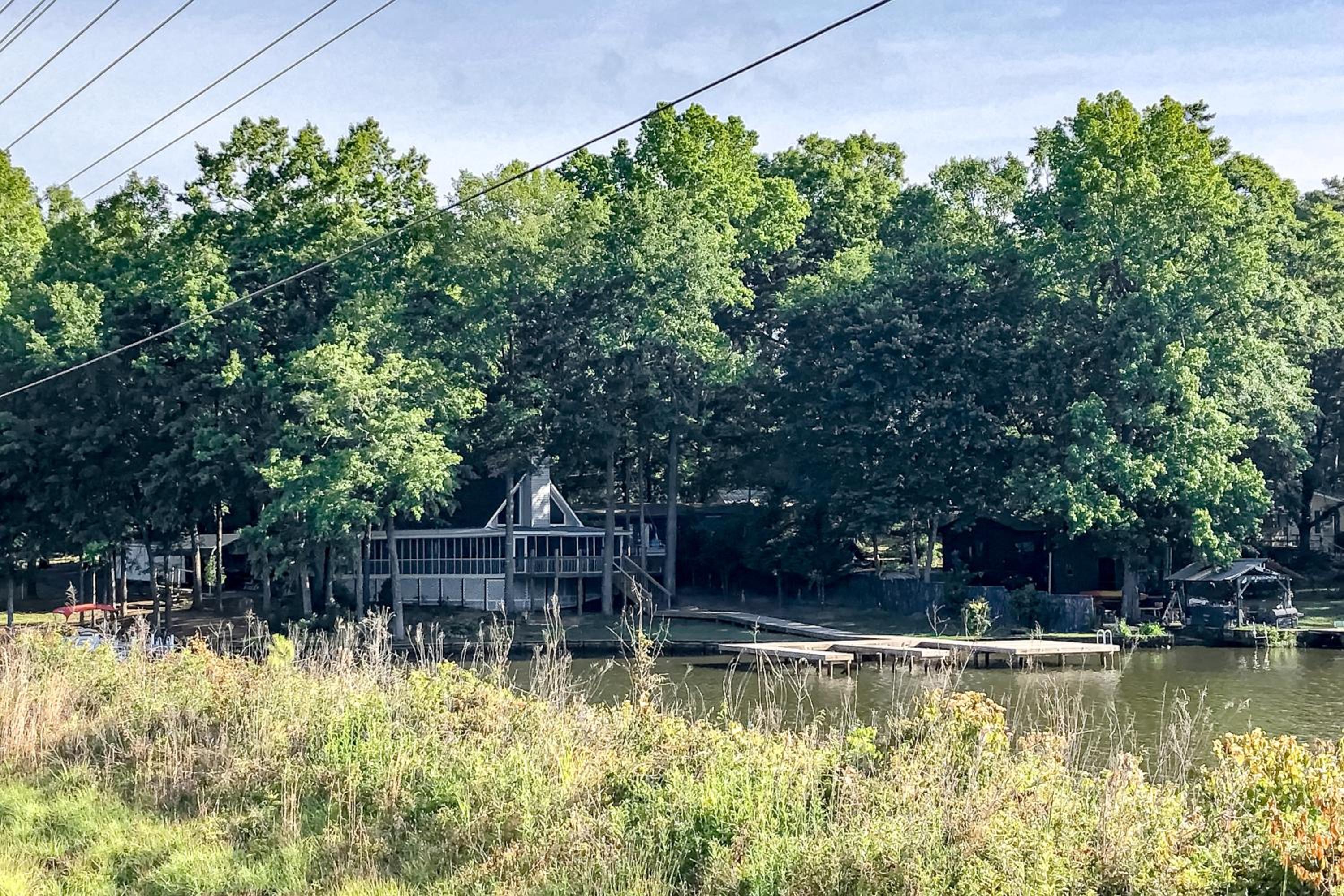 Boat Dock and Waterfront Fire Pit Lake Sinclair Gem