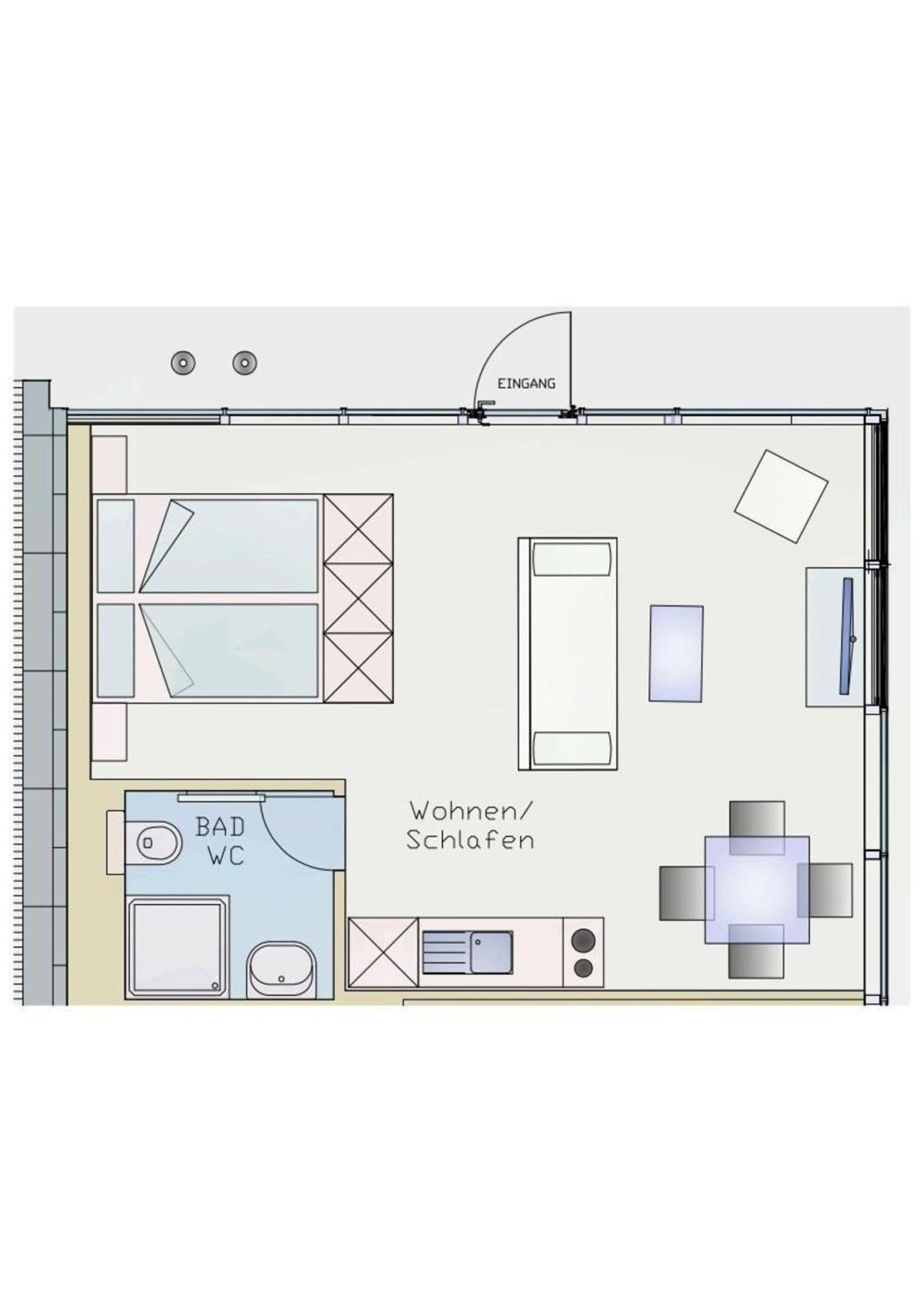 Appartment Düne 6 1OG Grundbelegung 2 Pers