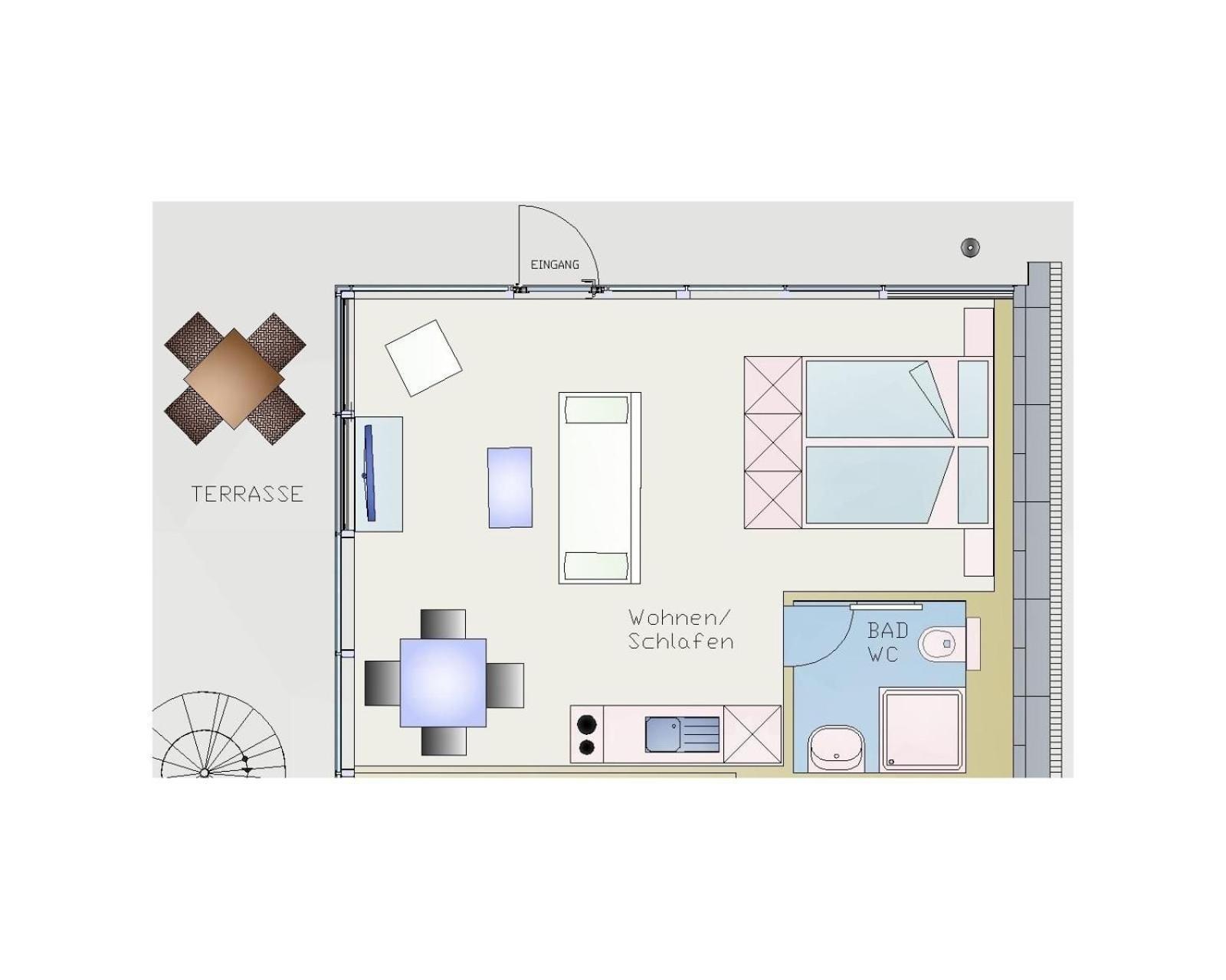 Appartment Düne 3 1OG Grundbelegung 2 Pers