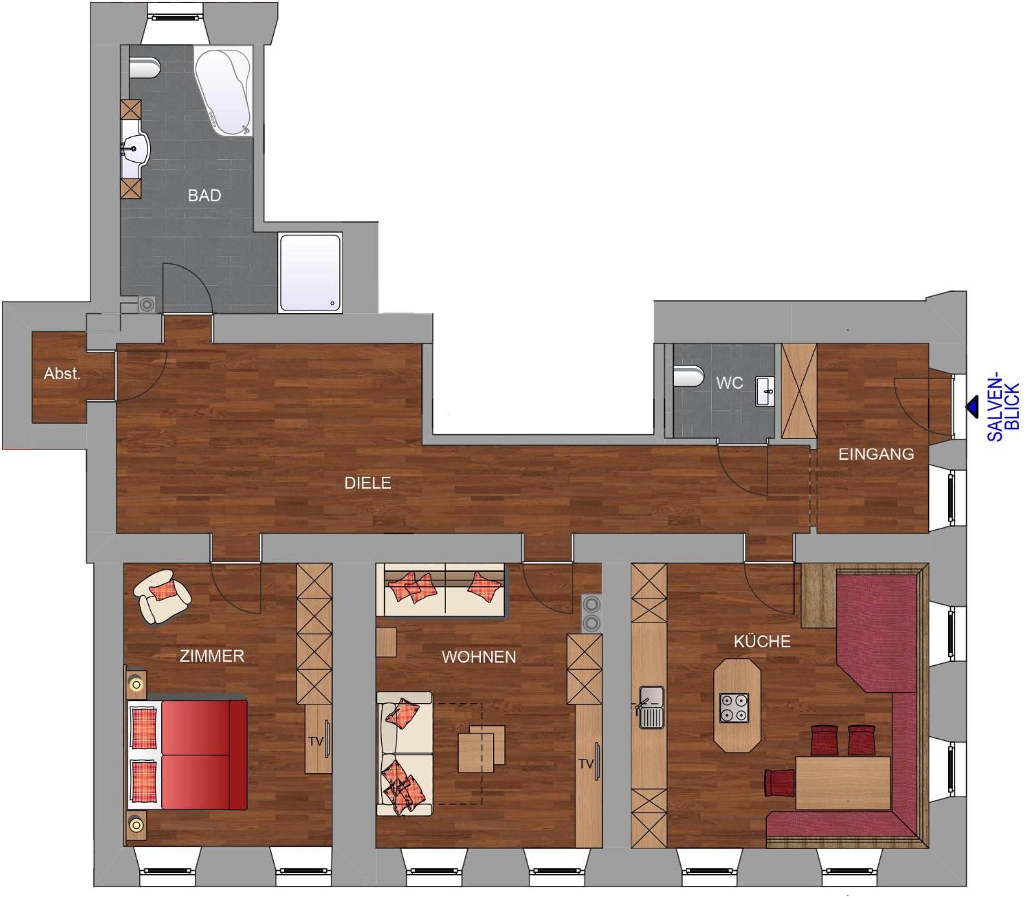 Exklusive 103 qm FEWO Salvenblick, gratis Skibus direkt ab Wohnung