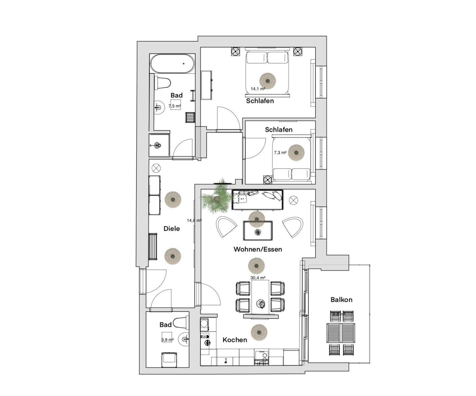 PINEAPPLE APARTMENTS - Zwinger VII - 78qm - 1x free parking