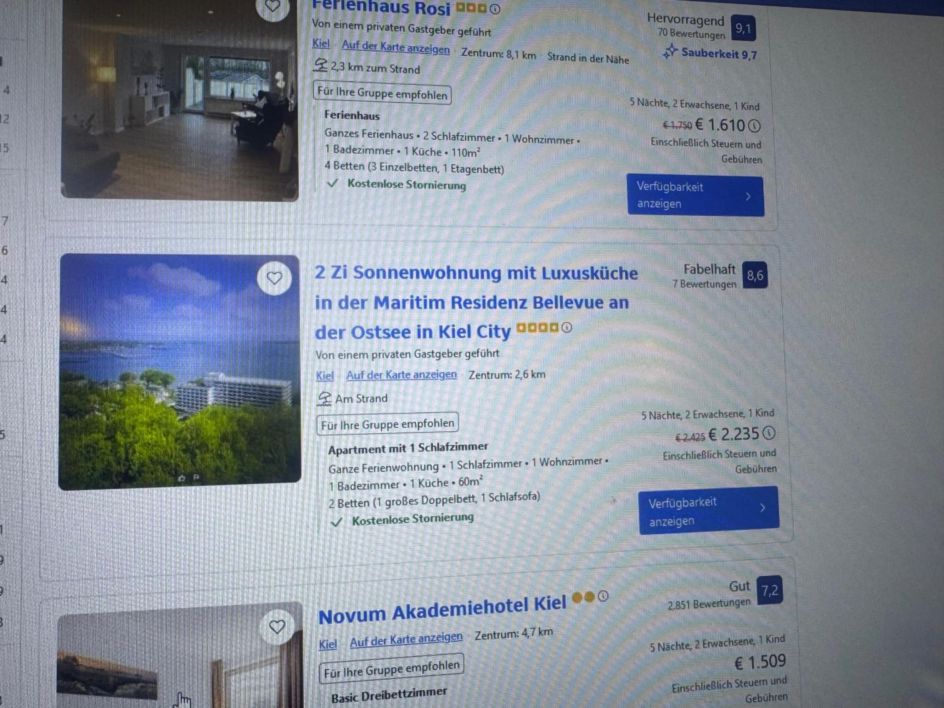 2 Zi Sonnenwohnung mit Luxusküche in der Maritim Residenz Bellevue an der Ostsee in Kiel City