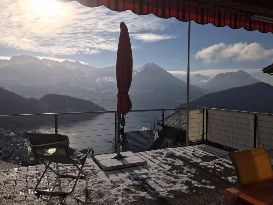 Cozy House above Lake Lucerne in car-free Vitznau Mittlerschwanden at Mount Rigi railway