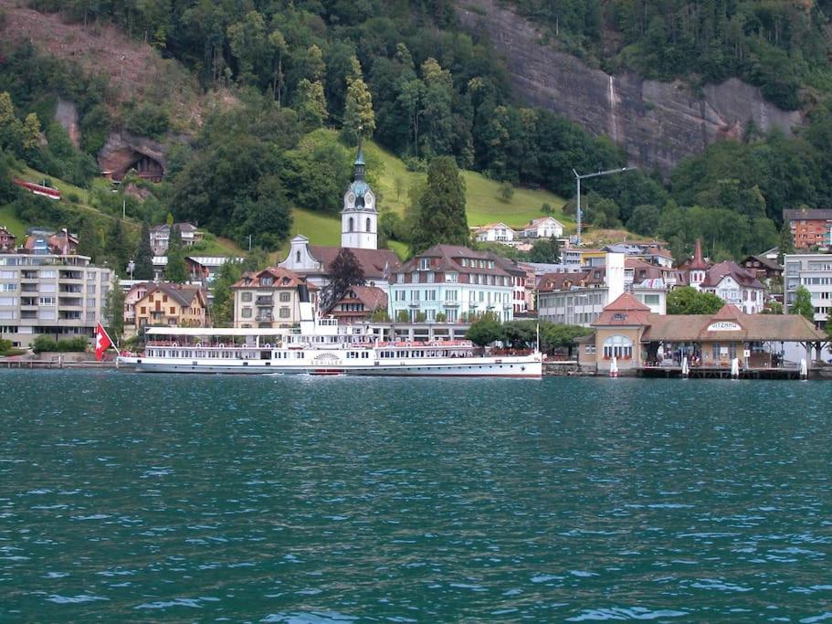 Cozy House above Lake Lucerne in car-free Vitznau Mittlerschwanden at Mount Rigi railway